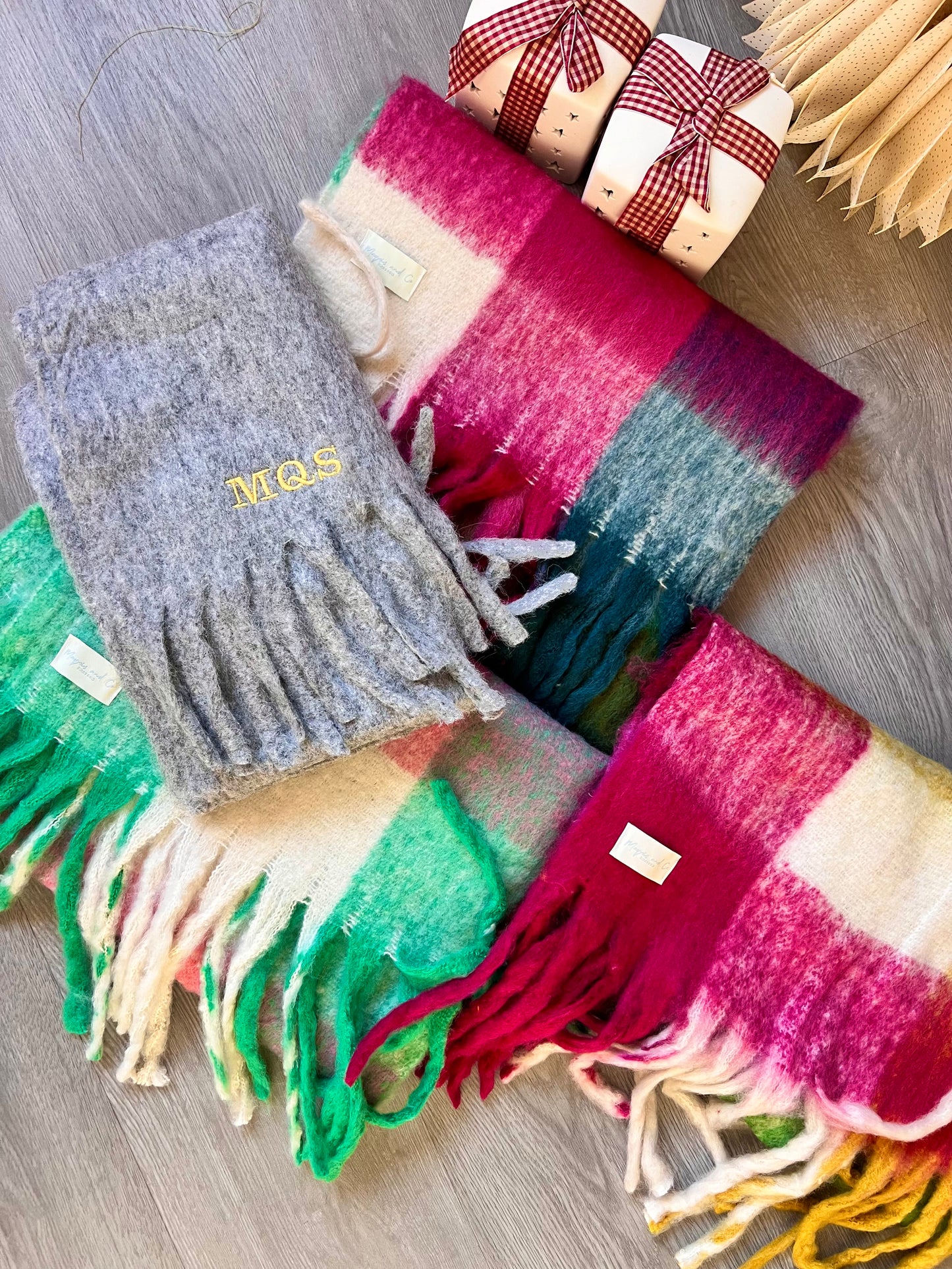 BUFANDA LANA CUADROS VERDE - SE PUEDE PERSONALIZAR