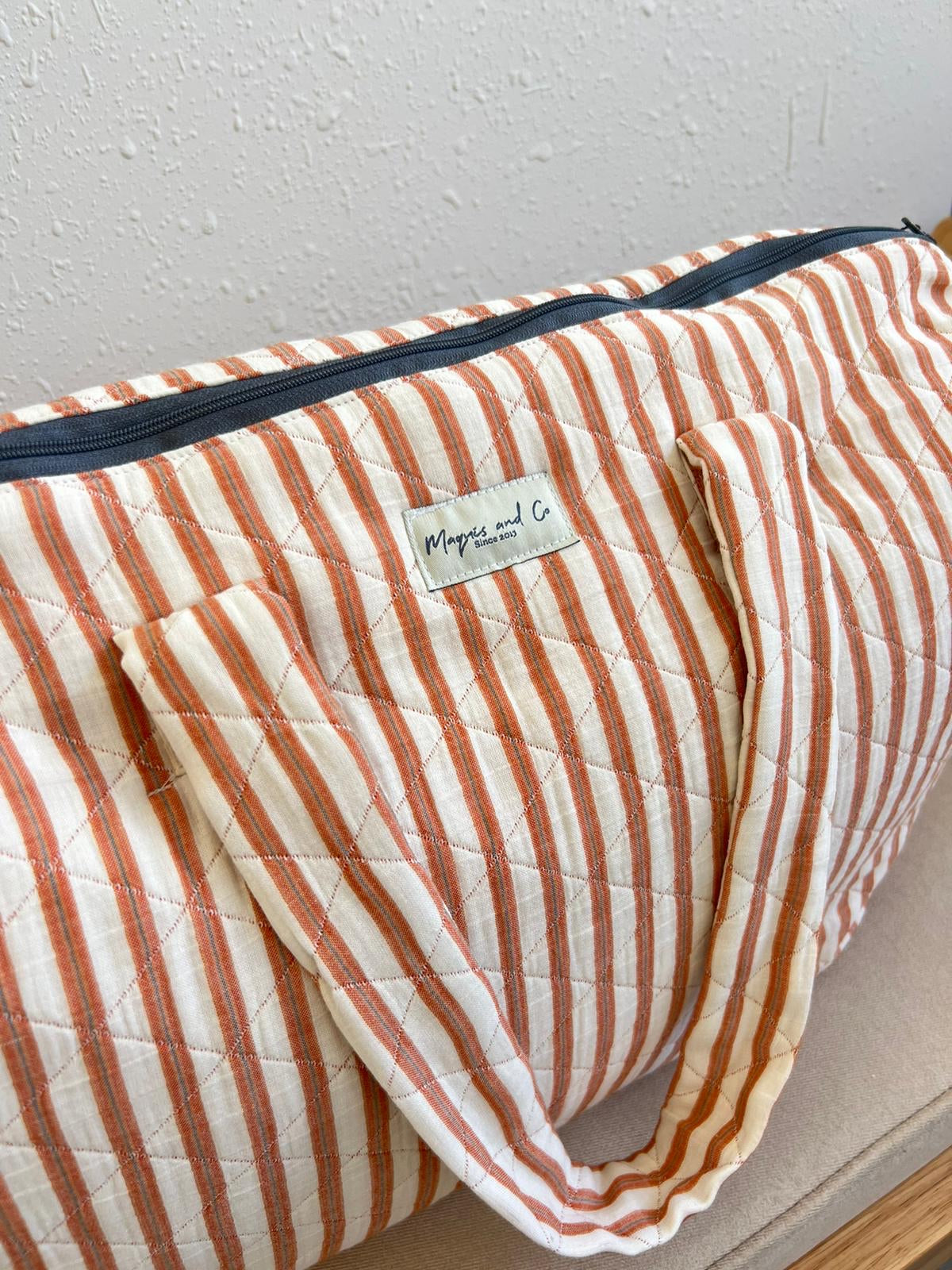BOLSA CAROLA - RAYAS NARANJAS -