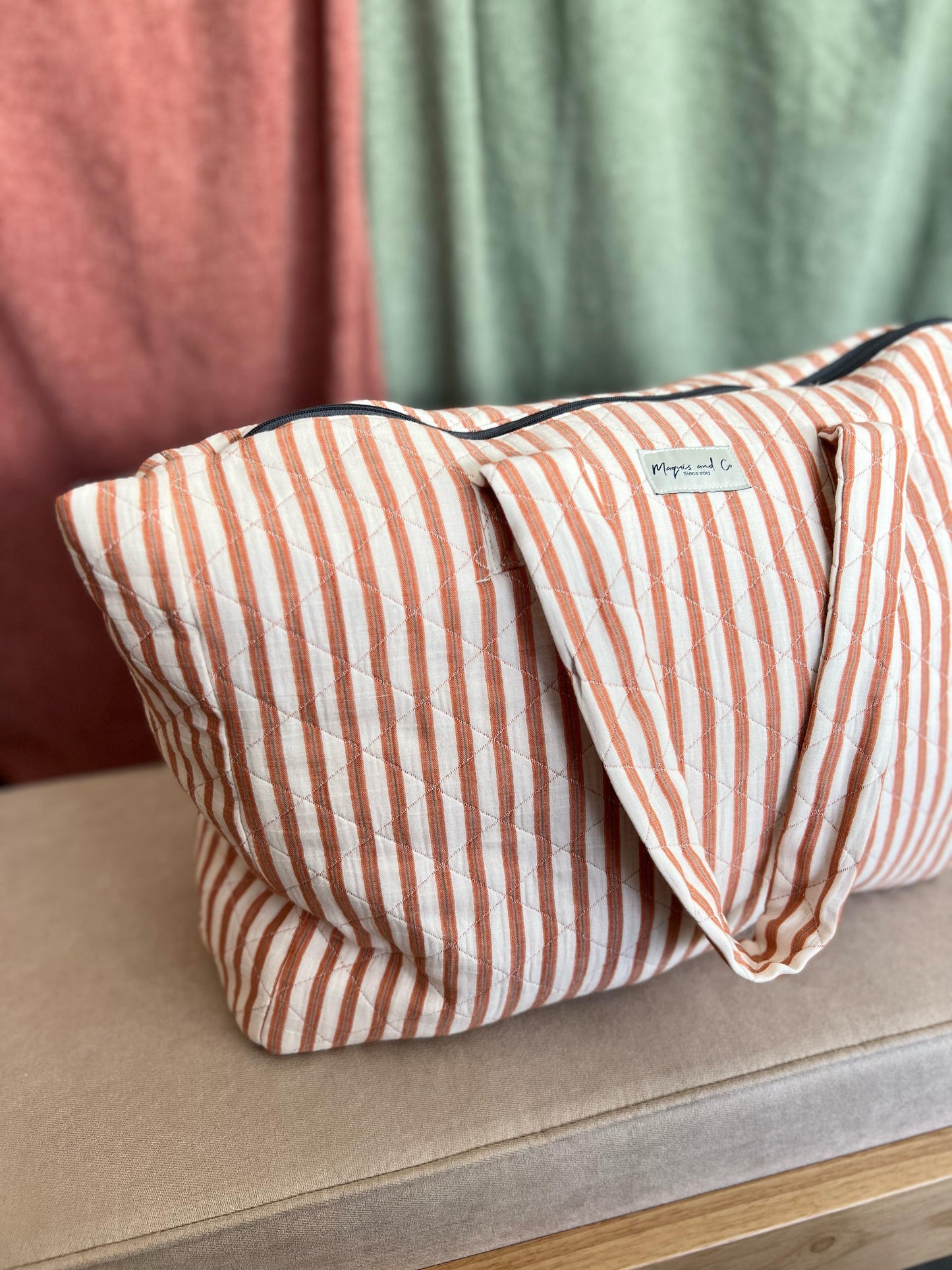 BOLSA CAROLA - RAYAS NARANJAS -