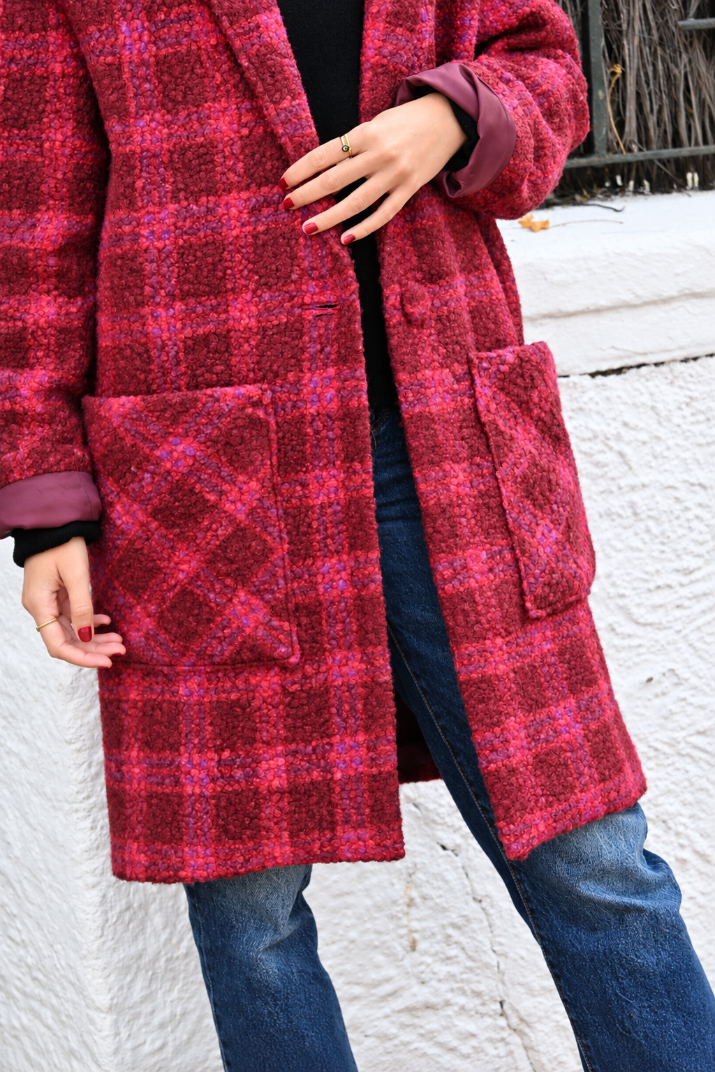 ABRIGO CATERINA - TARTAN BURDEOS - PREORDER 10 NOVIEMBRE