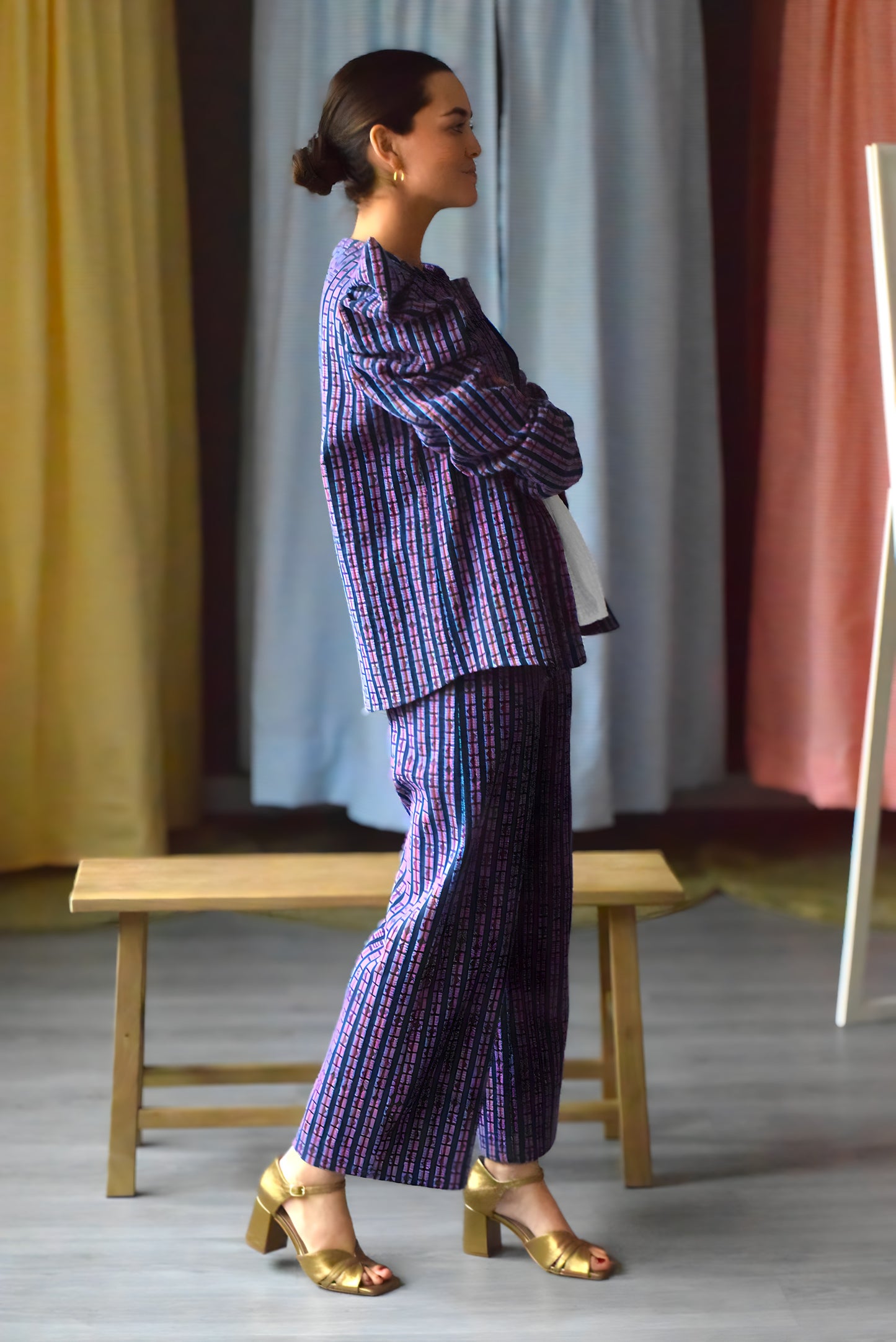 SOL PANTS - NAVY AND PINK