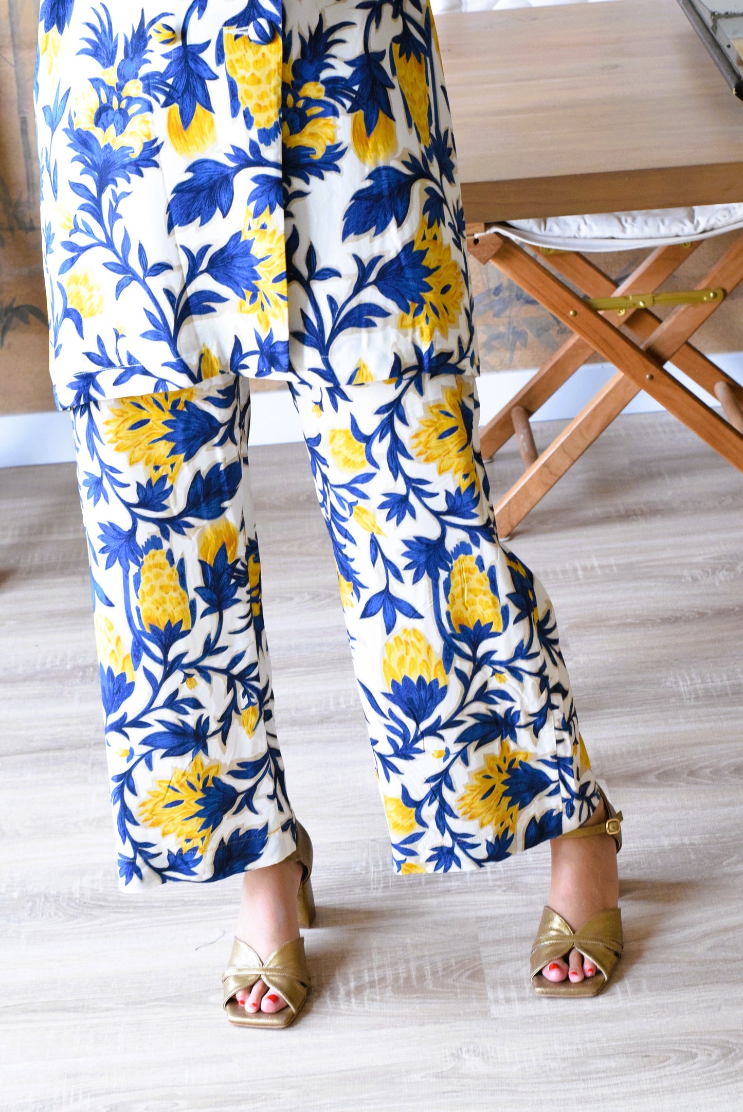 PANTALONES SOL - FLOR AZUL Y AMARILLA - PREORDER 5 SEPTIEMBRE