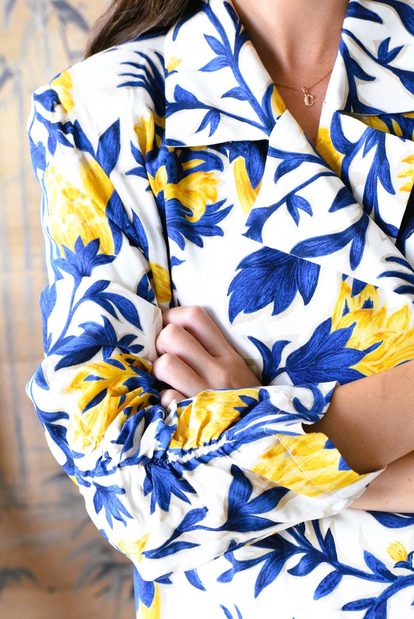 CHAQUETA NONA - FLOR AZUL Y AMARILLA - PREORDER 5 SEPTIEMBRE