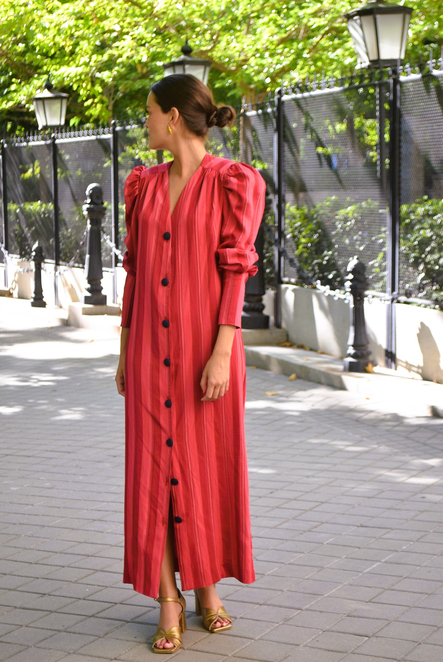 VESTIDO FABIOLA - RAYAS GRANATES - PREORDER 22 OCTUBRE
