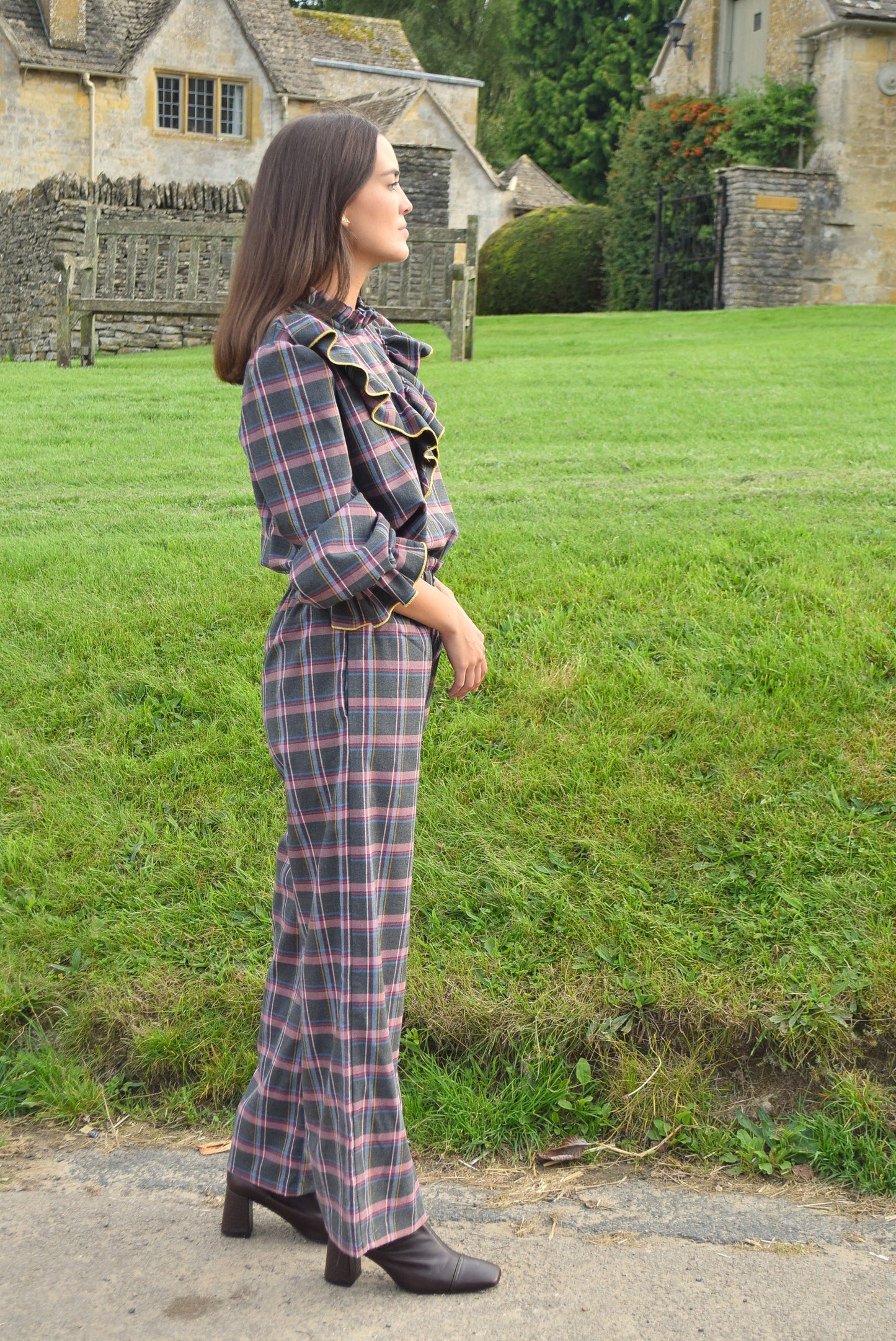 Pantalones Escocés Gris