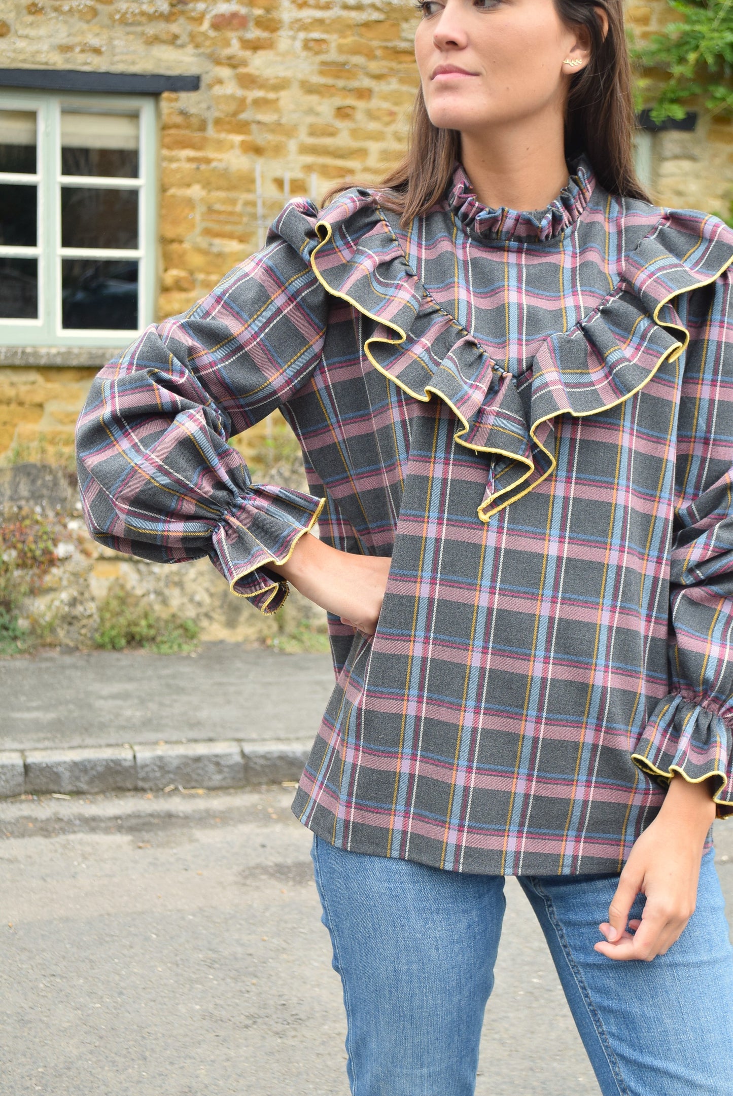 Blusa Alberta Escocesa Gris