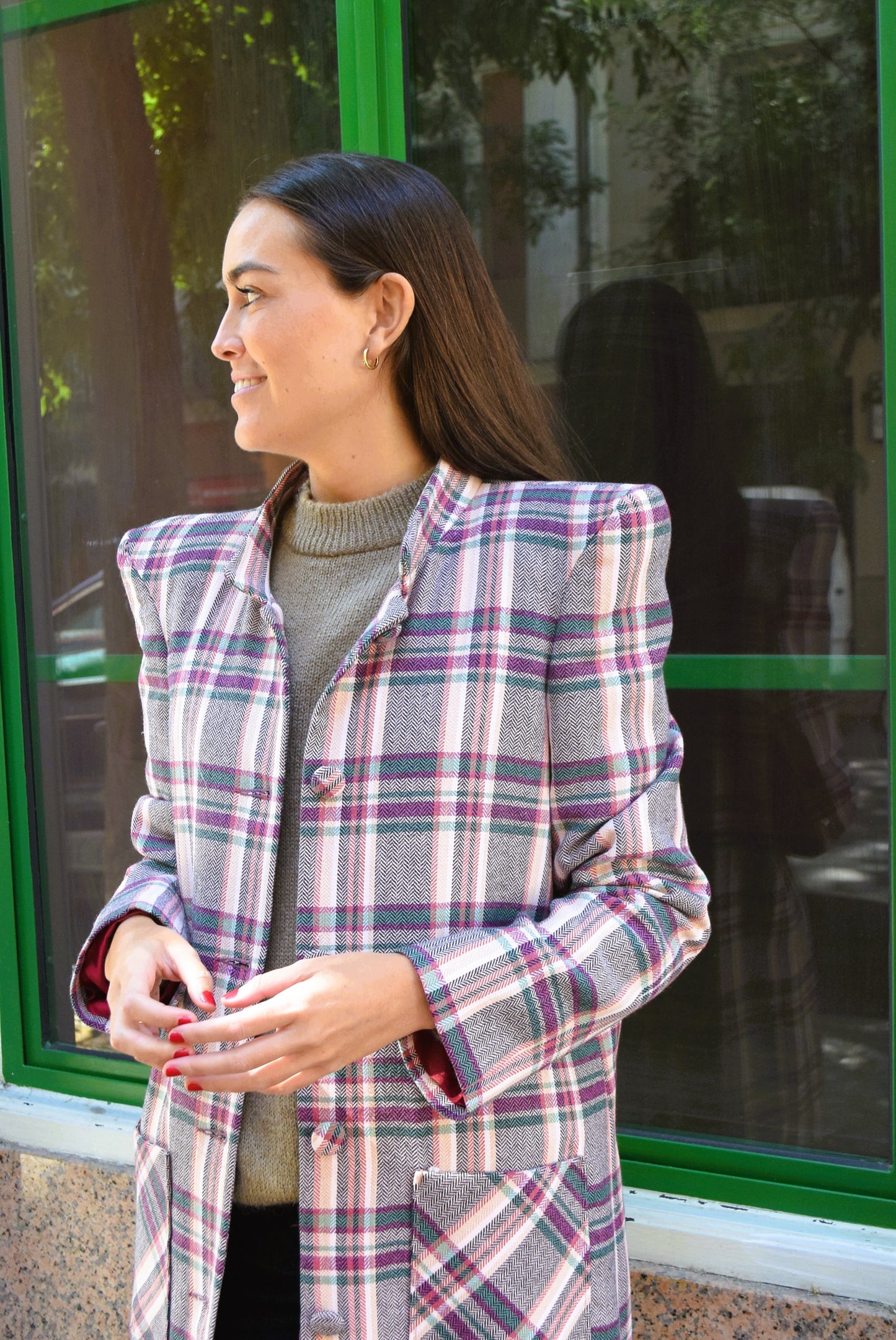 ABRIGO FILIPA - TARTAN ROSA -