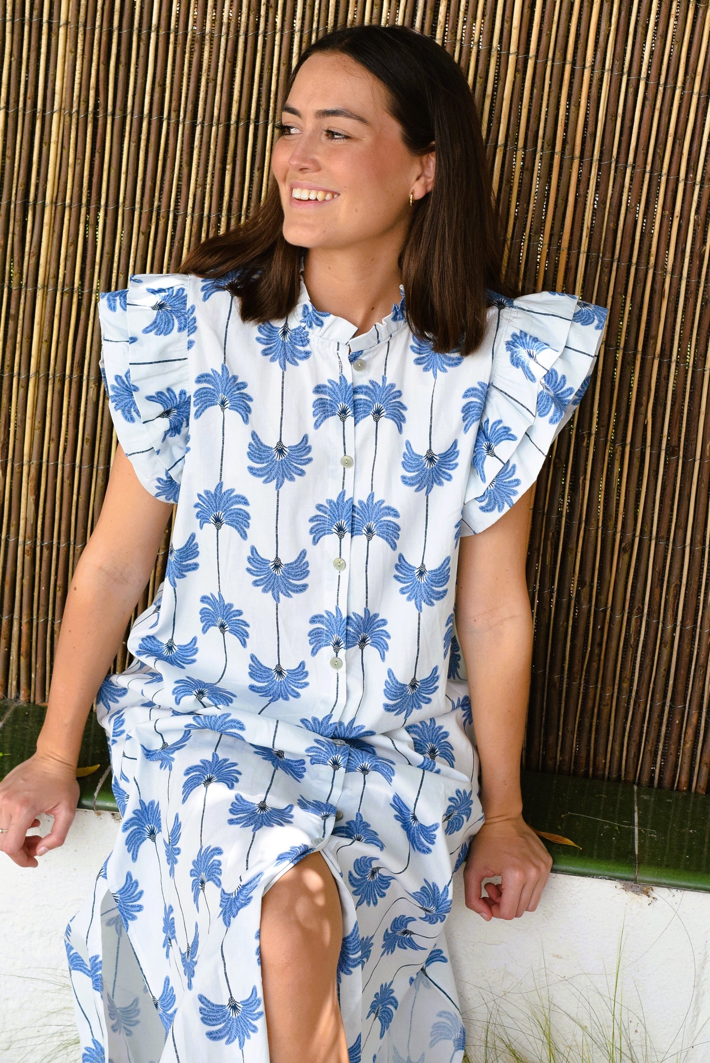VESTIDO CASILDA - PALMERAS AZUL