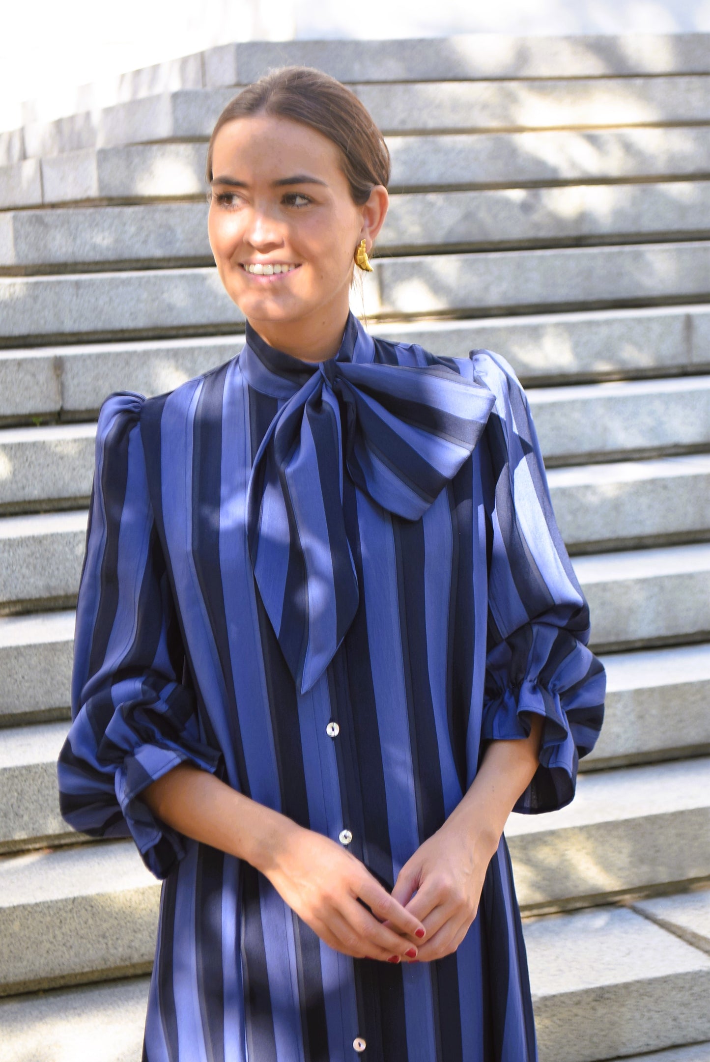 RAFAELA DRESS - BLUE STRIPES -