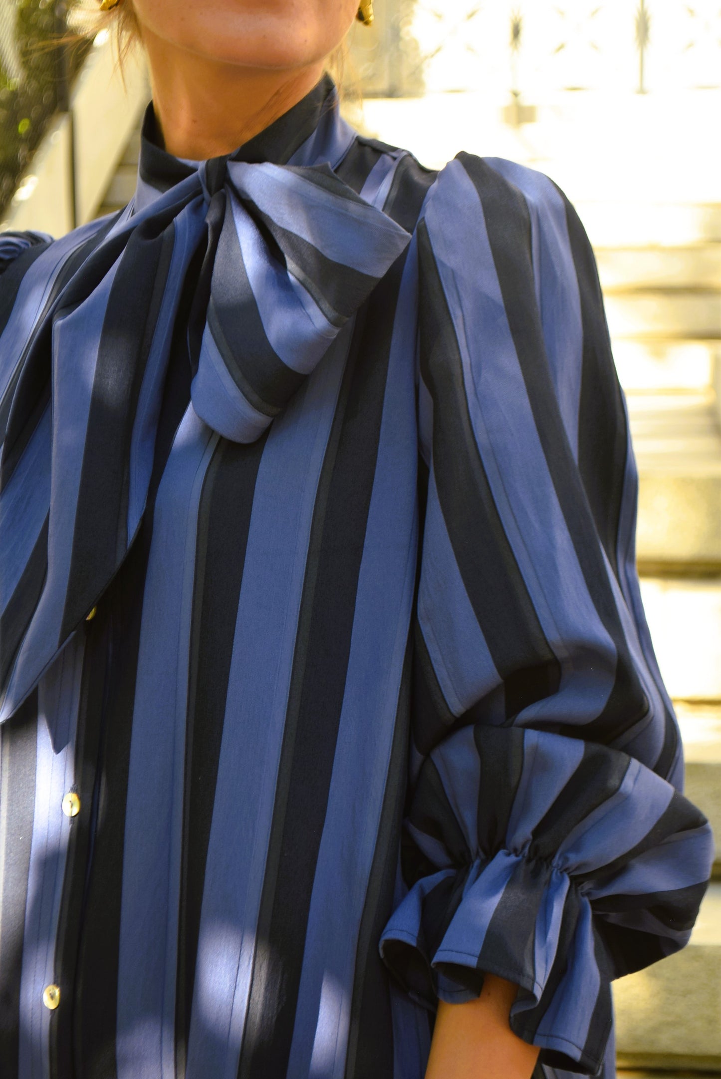 RAFAELA DRESS - BLUE STRIPES -