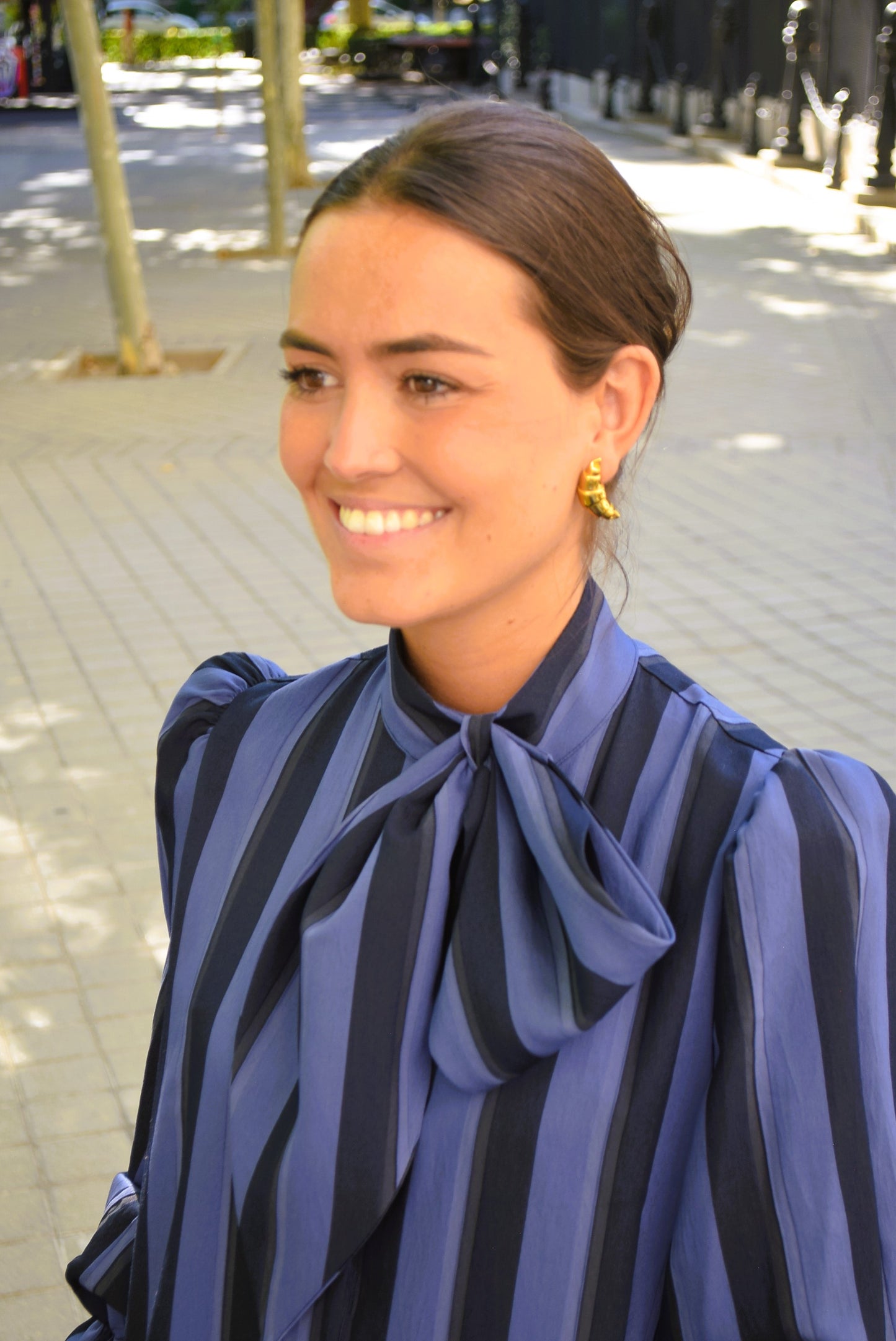 RAFAELA DRESS - BLUE STRIPES -