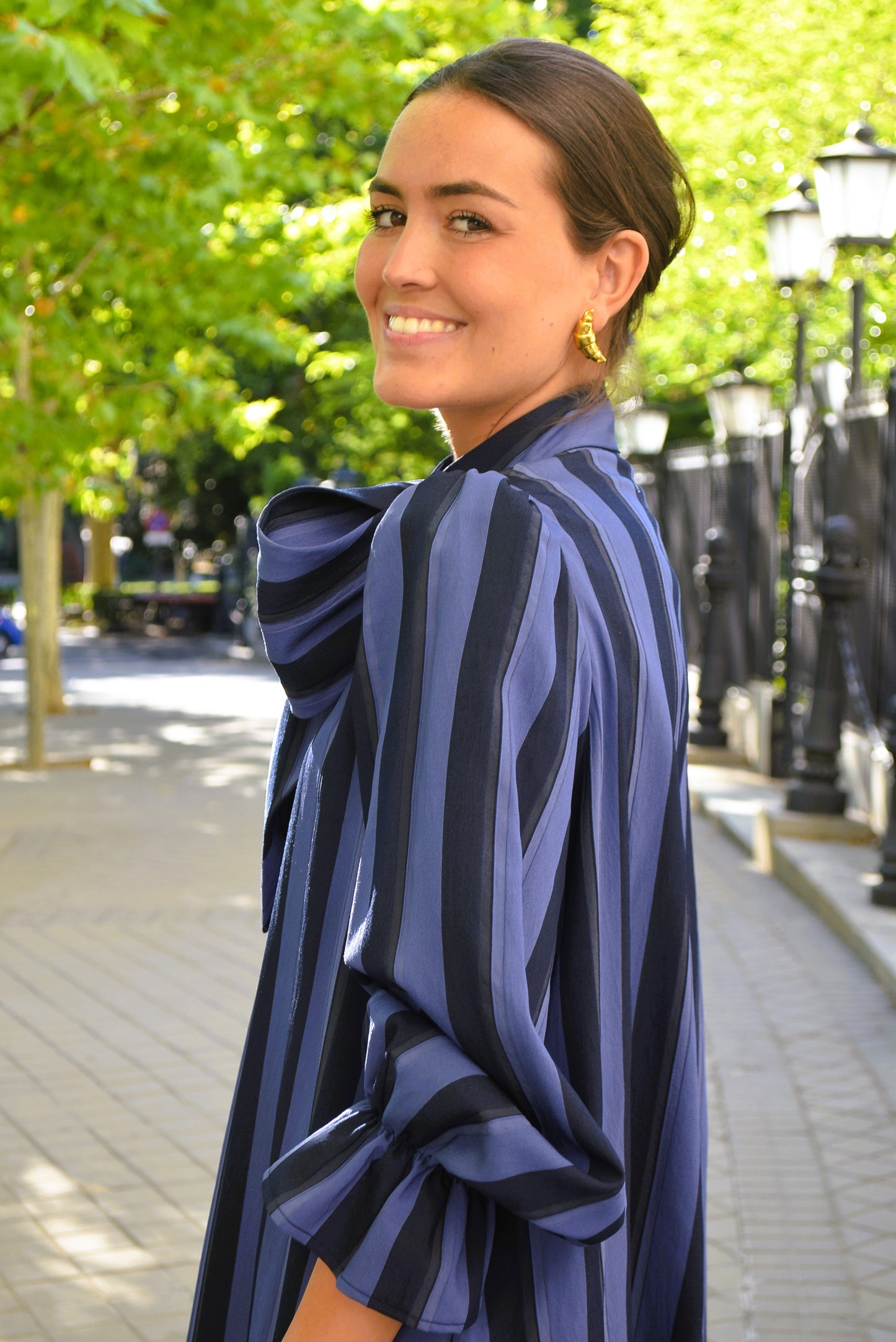 RAFAELA DRESS - BLUE STRIPES -