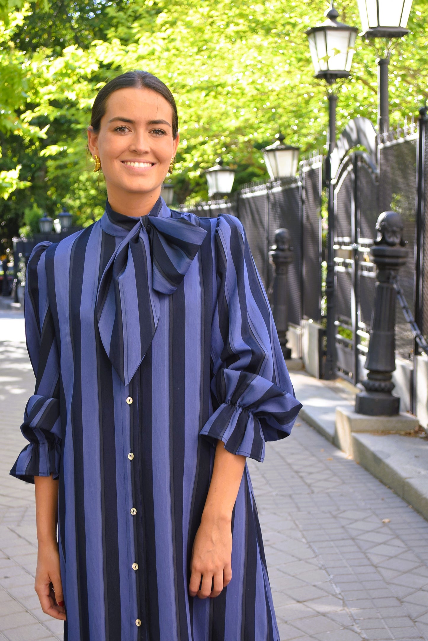 RAFAELA DRESS - BLUE STRIPES -