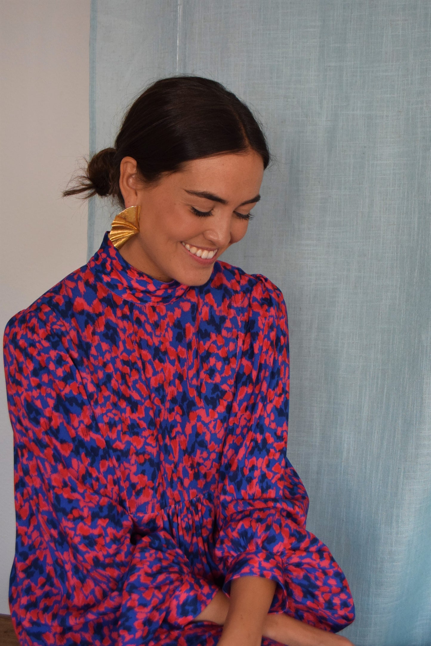 VESTIDO MENCÍA - AZUL Y ROJO -