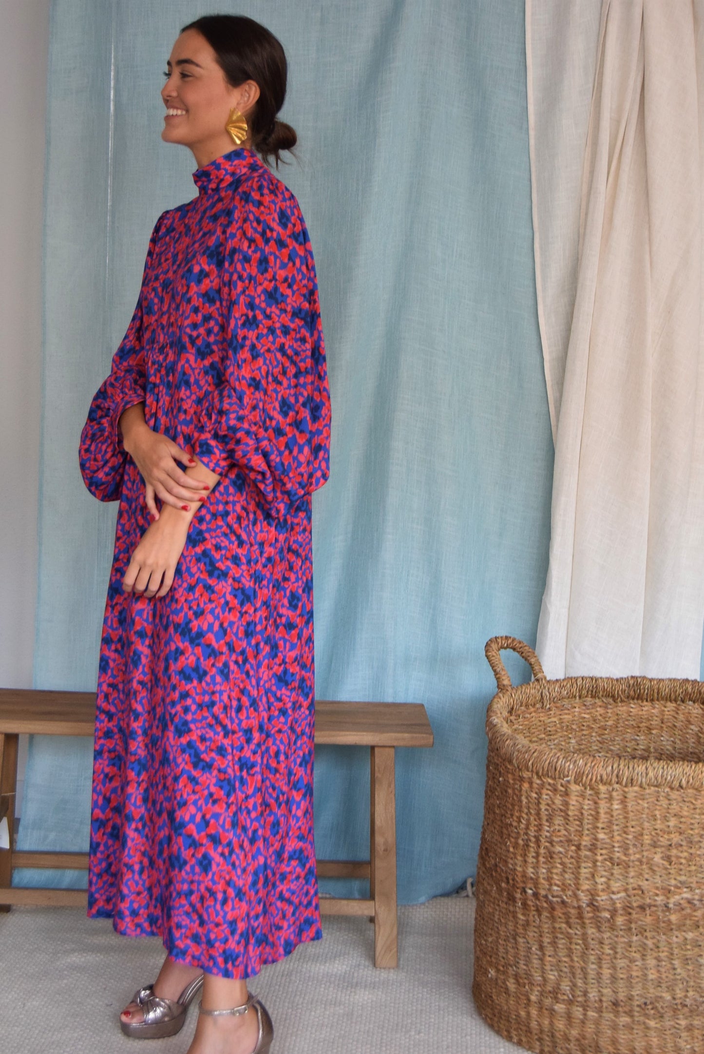VESTIDO MENCÍA - AZUL Y ROJO -