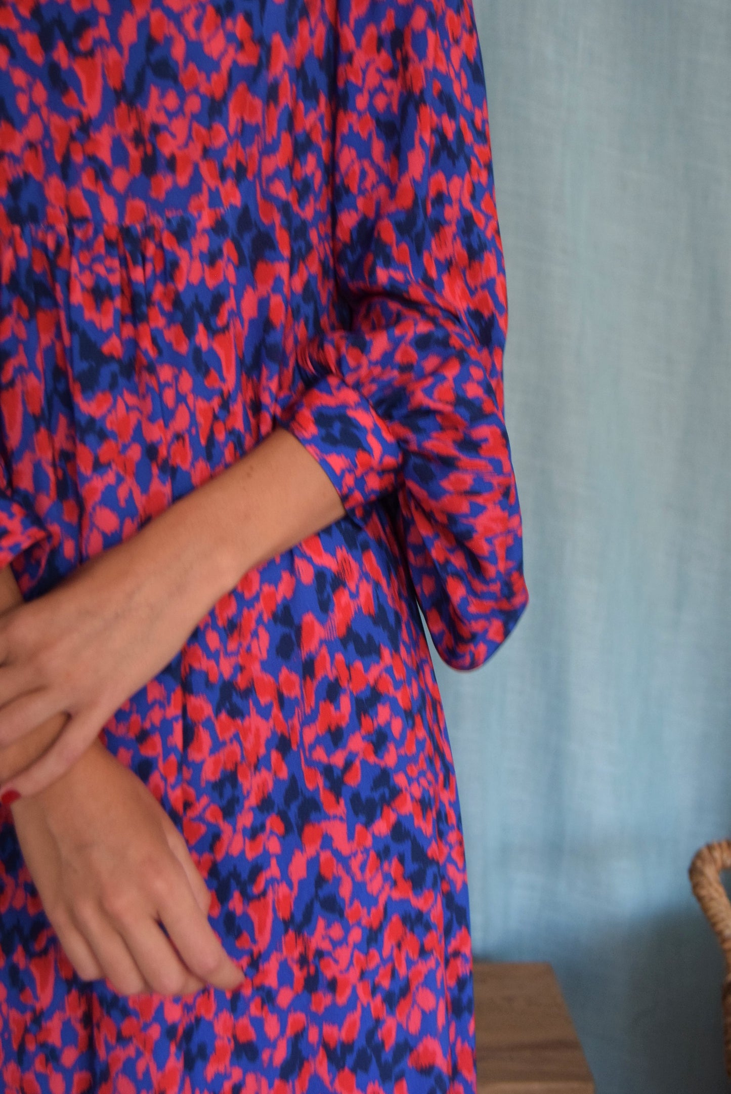 VESTIDO MENCÍA - AZUL Y ROJO -