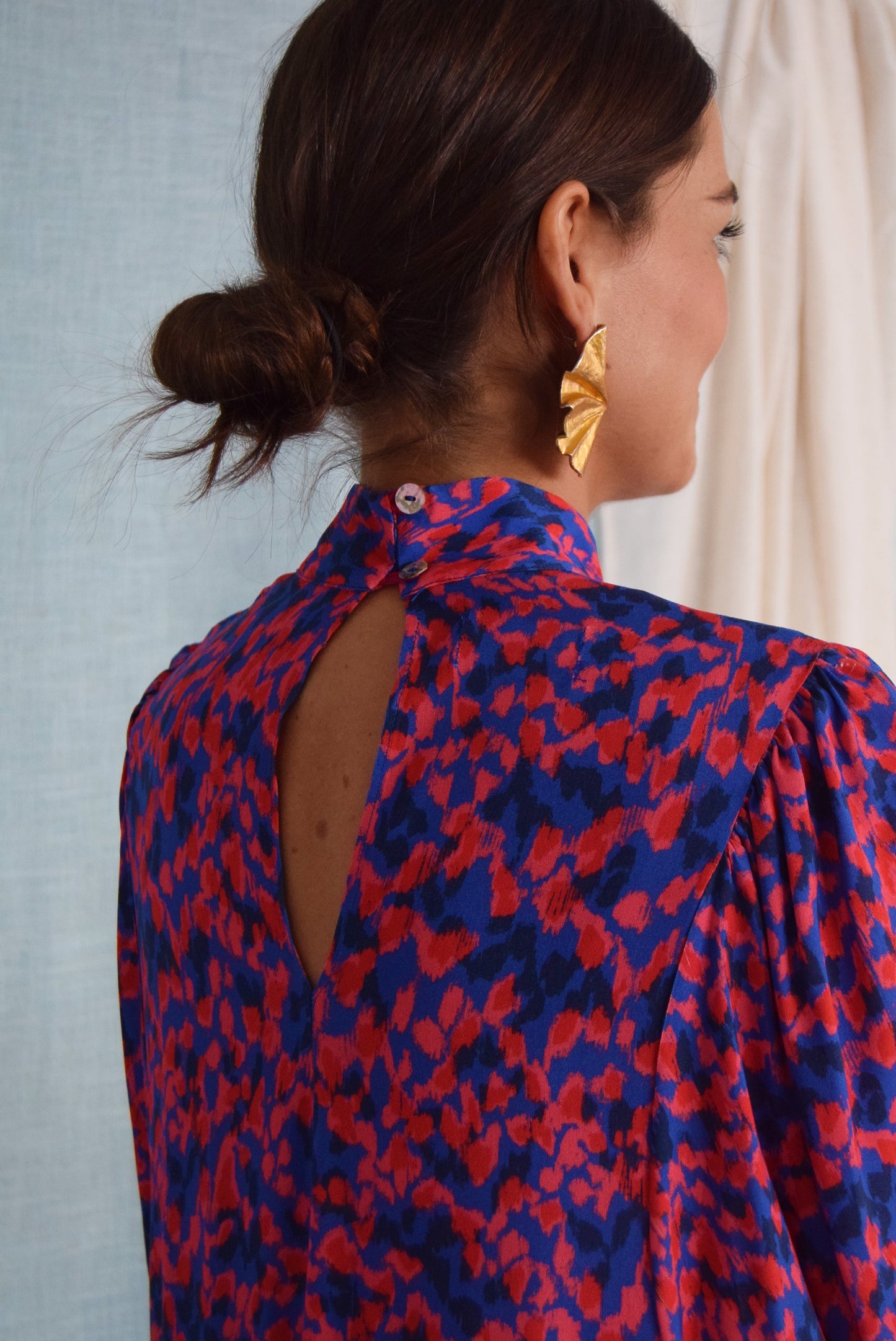 VESTIDO MENCÍA - AZUL Y ROJO -