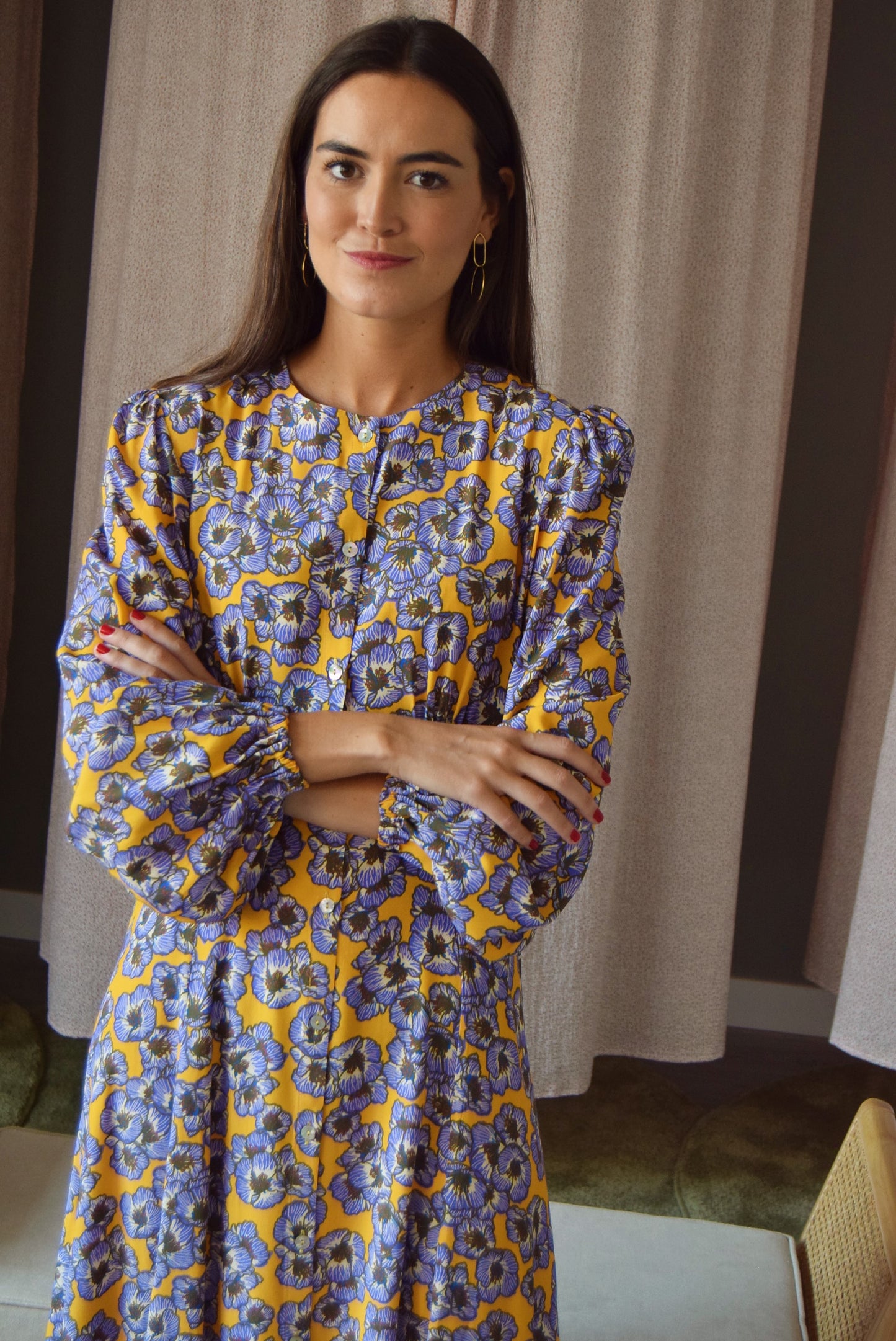 VESTIDO JIMENA - FLORES MORADAS -