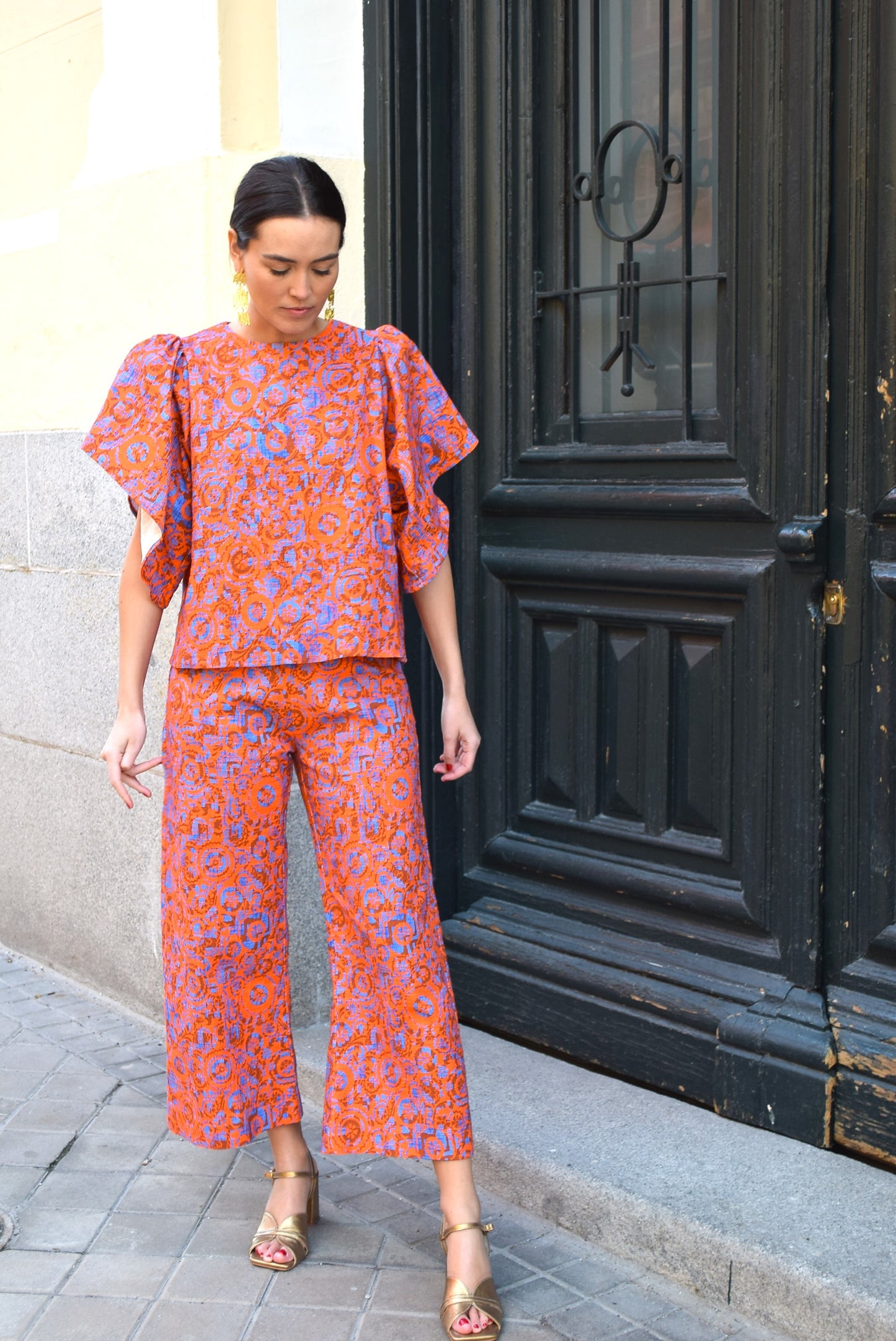 SUN PANTS - ORANGE FLOWERS -