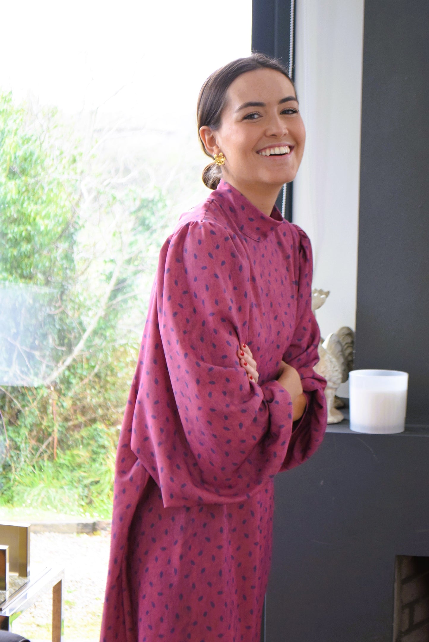 VESTIDO MENCÍA - MOTAS MORADO -
