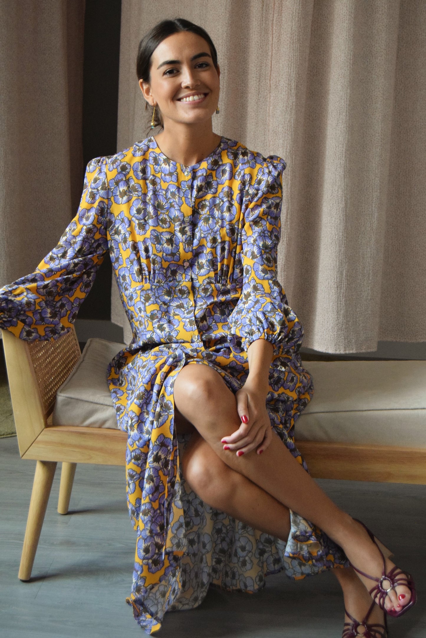 VESTIDO JIMENA - FLORES MORADAS -