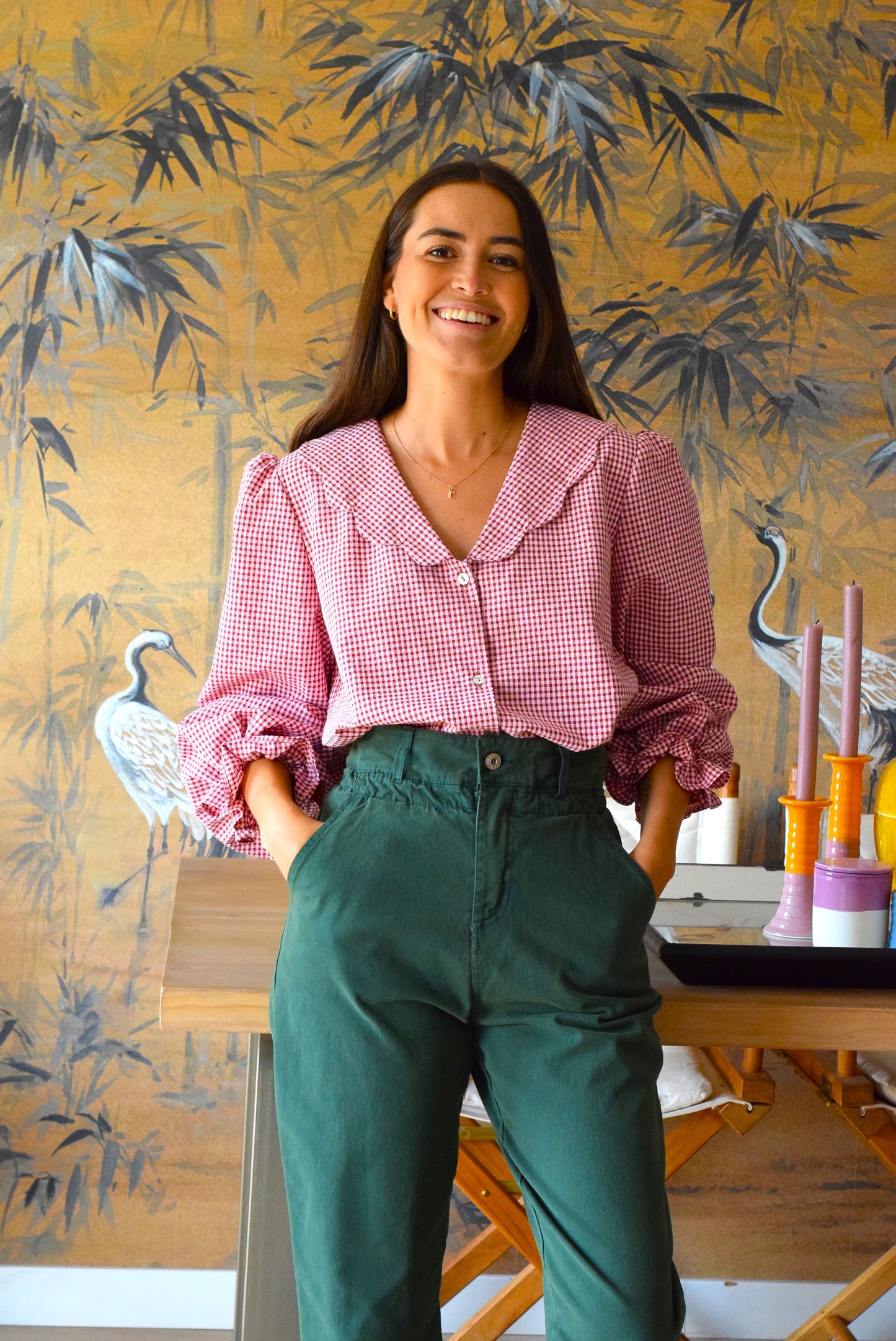 BLUSA GRETA - VICHY GRANATE - PREORDER 5 SEPTIEMBRE