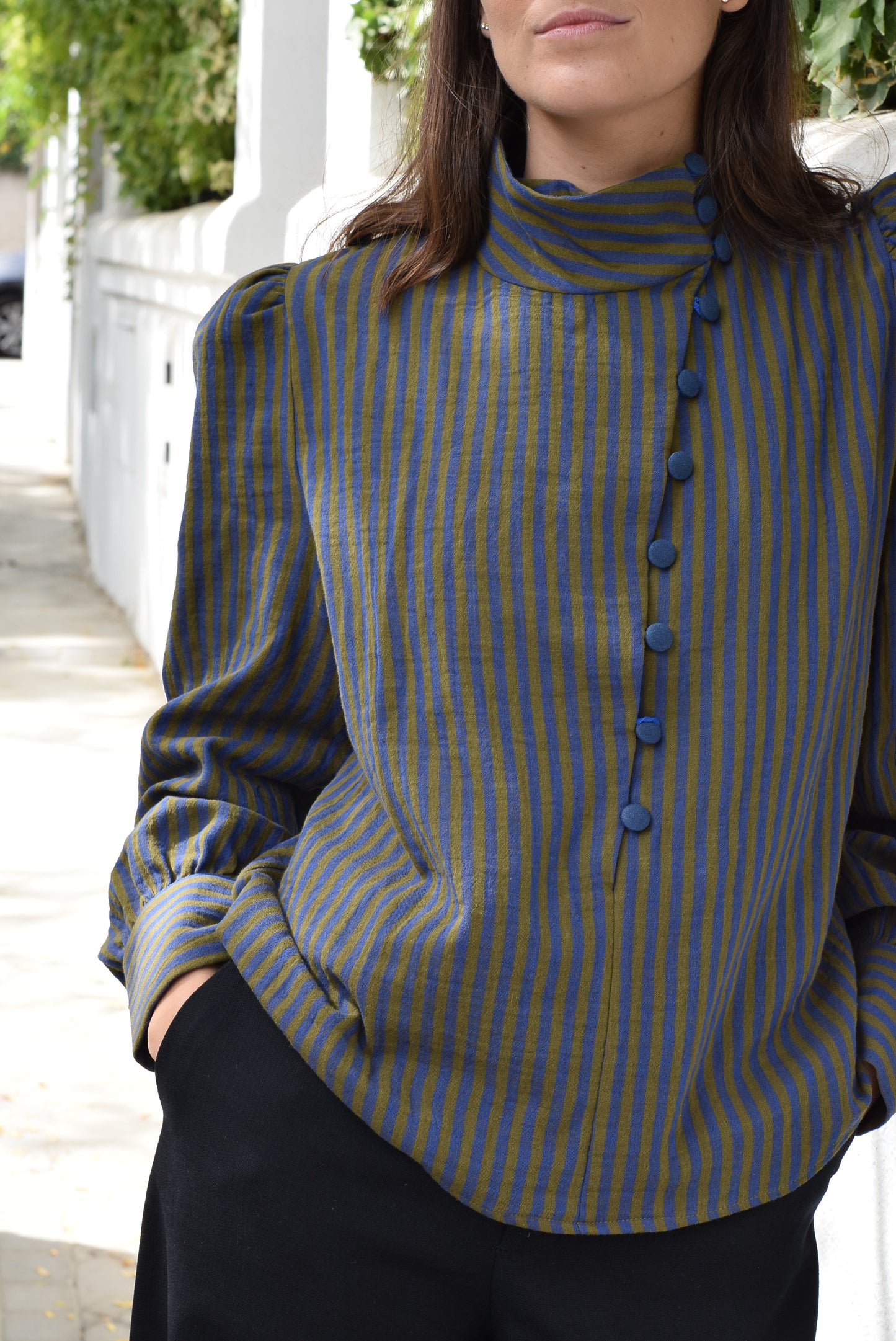 BLUSA VICTORIA - RAYAS AZUL Y VERDE