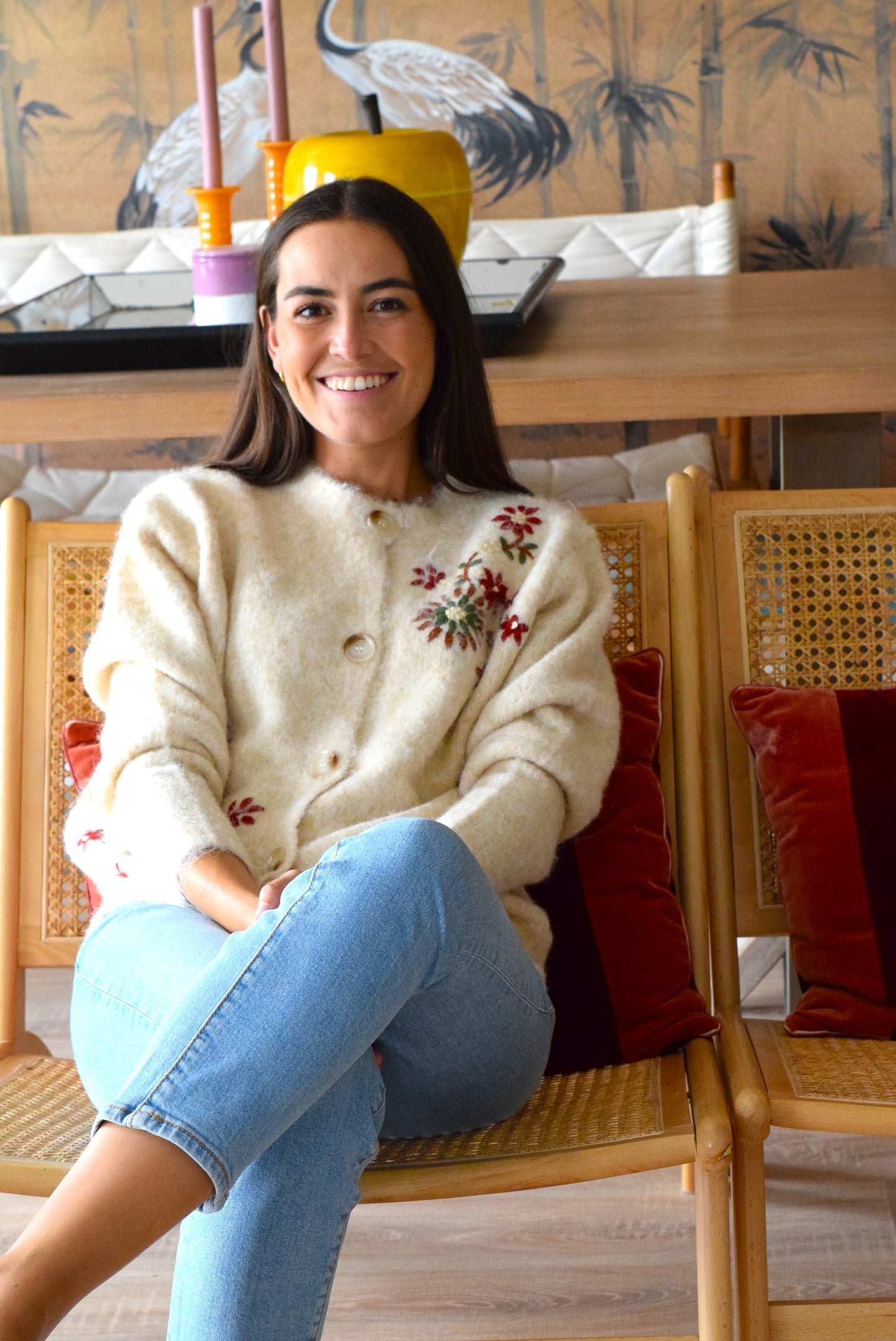 CHAQUETA NIZA FLORES BORDADAS