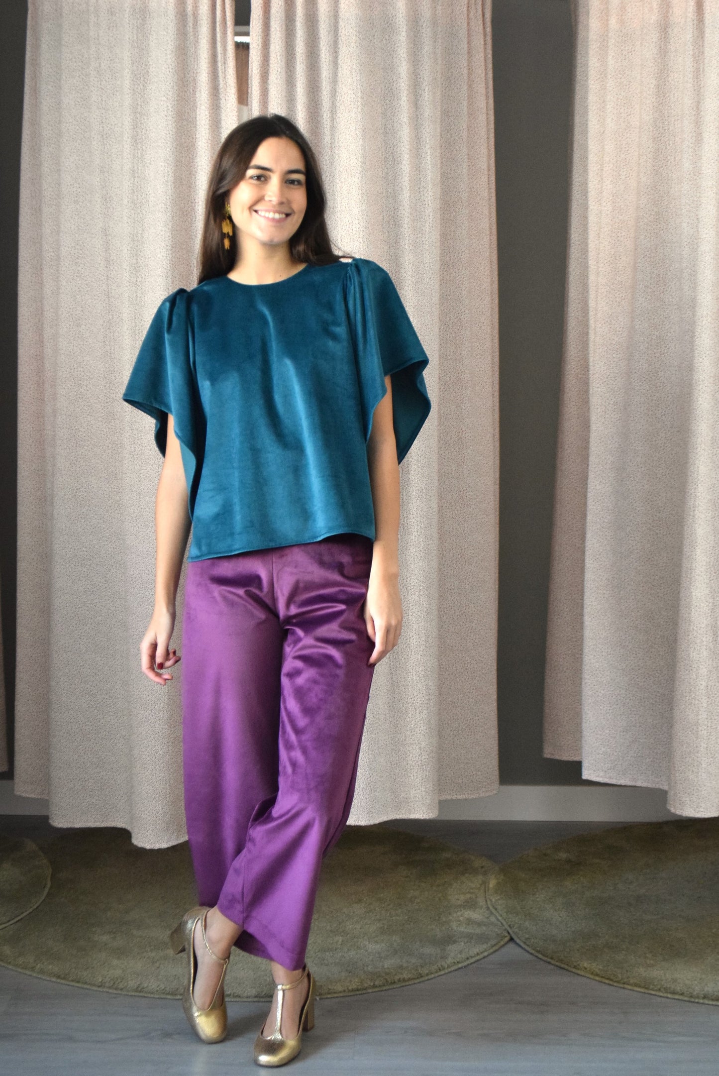 Pantalones terciopelo berenjena