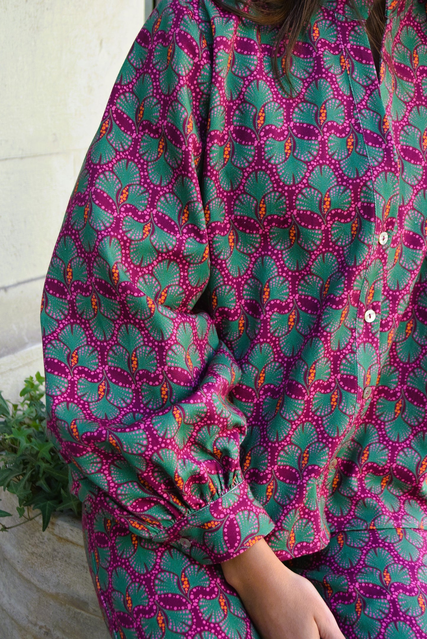 CAMISA GRETA - ROSA Y VERDE -