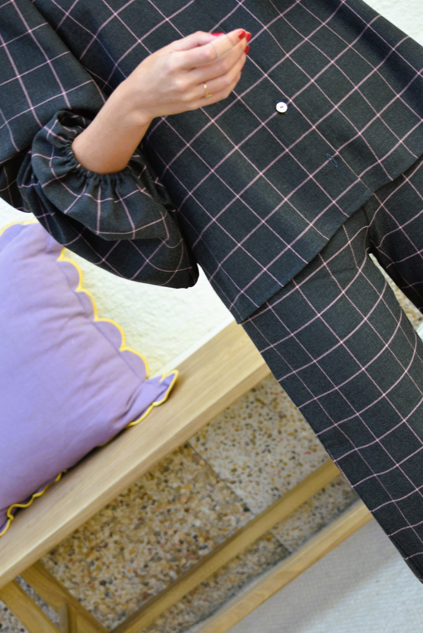 PANTALONES SOL - GRIS CON ROSA -
