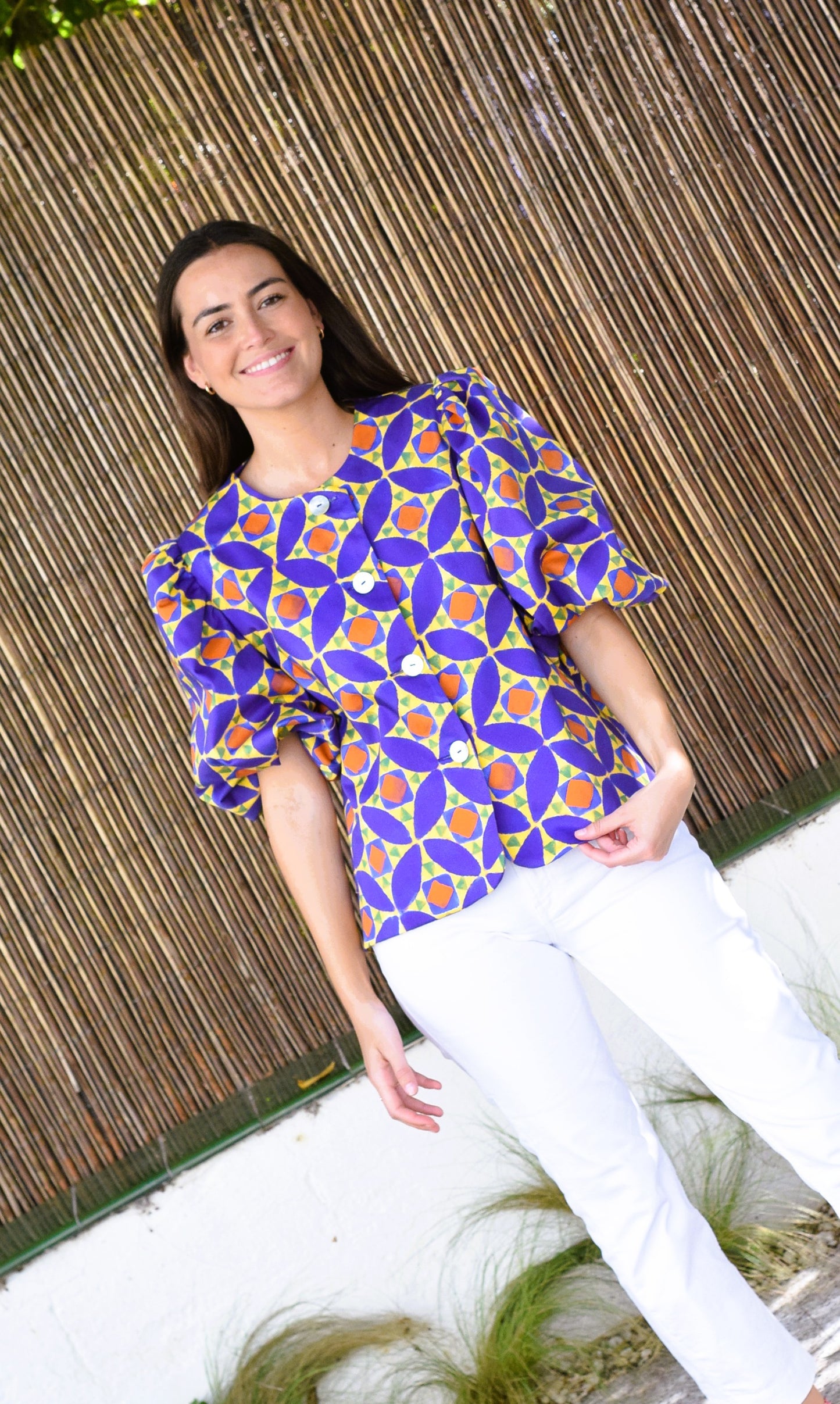 BLUSA HILDA - MORADA Y AMARILLA -