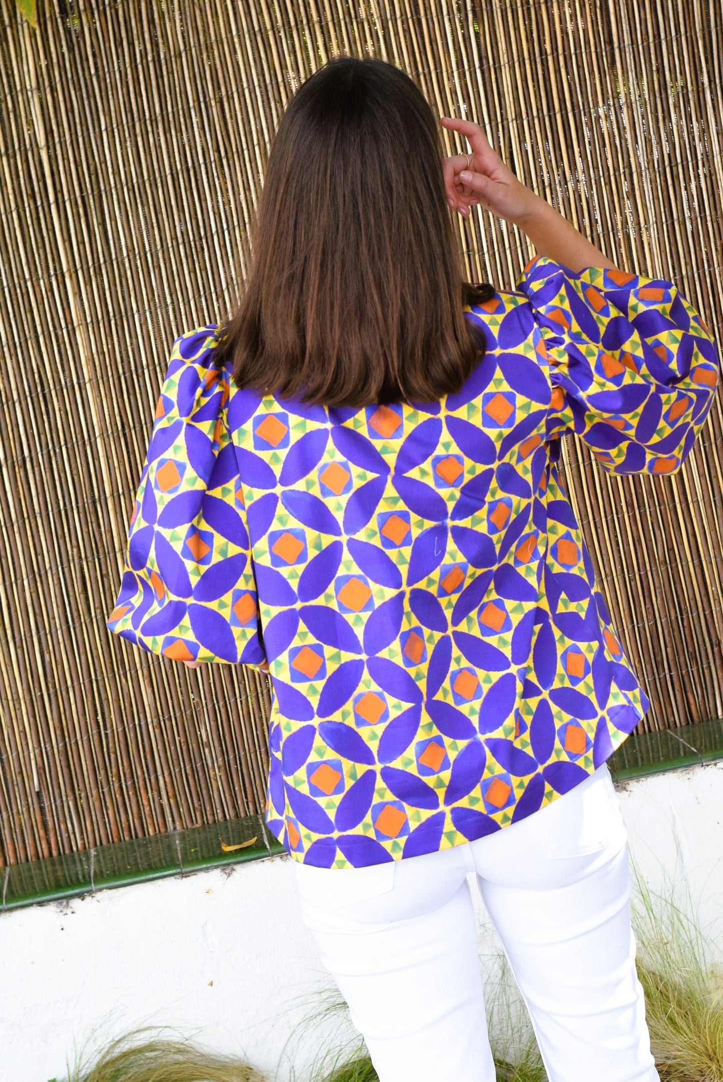 BLUSA HILDA - MORADA Y AMARILLA -