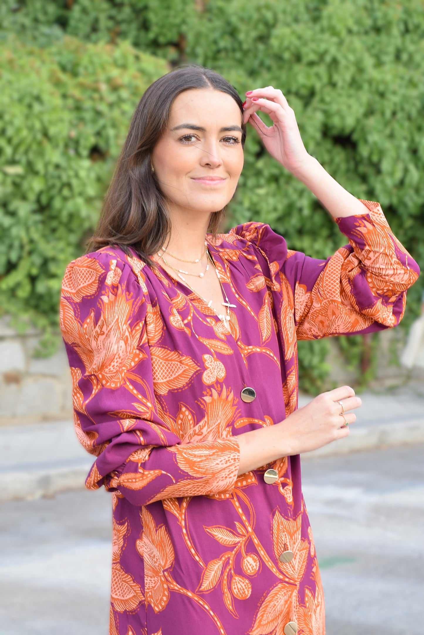 VESTIDO FABIOLA - MORADO Y NARANJA