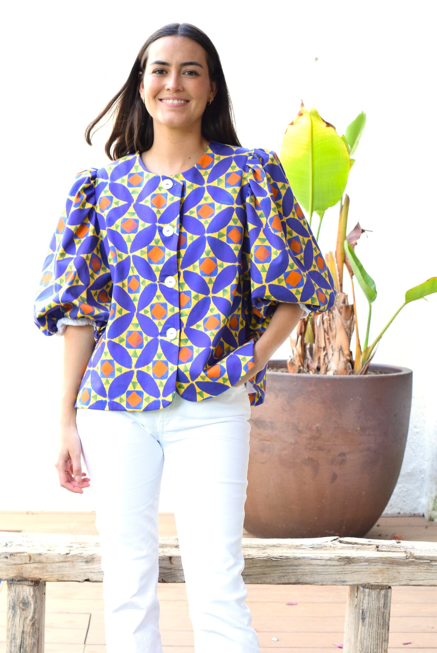 BLUSA HILDA - MORADA Y AMARILLA -