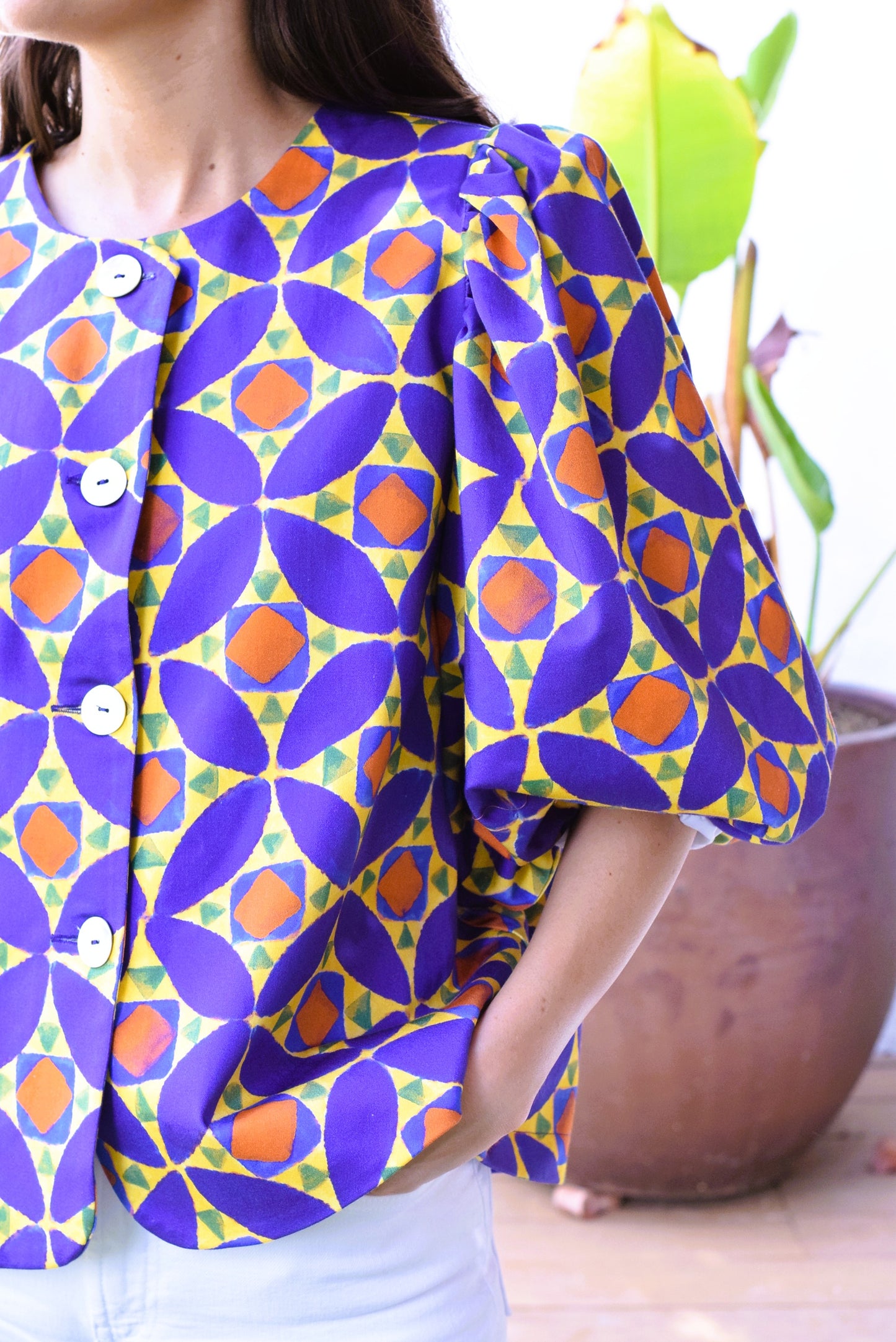 BLUSA HILDA - MORADA Y AMARILLA -