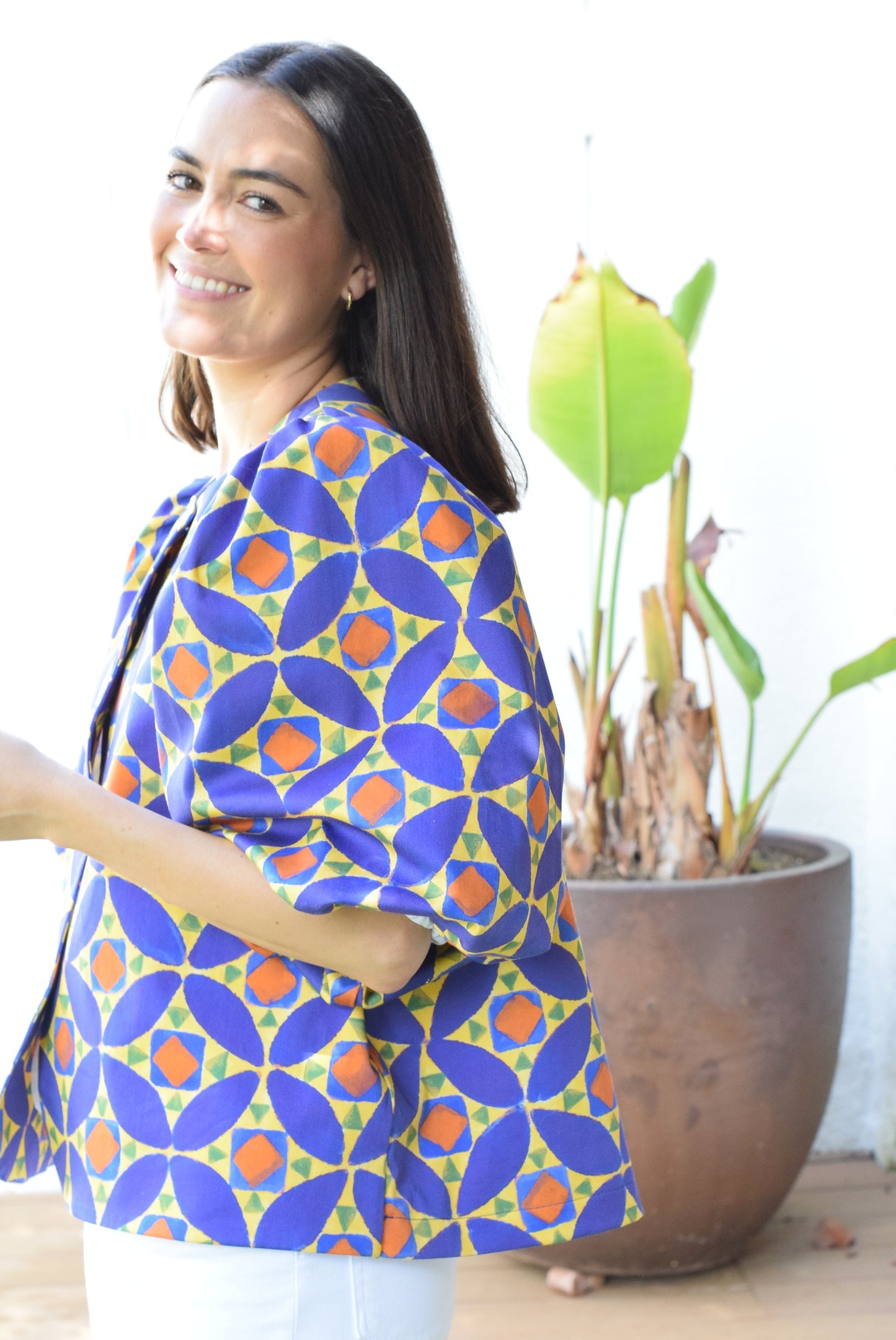 BLUSA HILDA - MORADA Y AMARILLA -