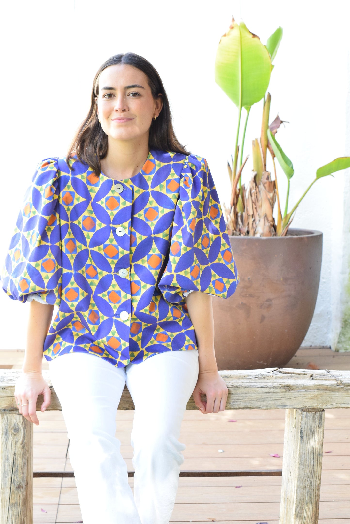 BLUSA HILDA - MORADA Y AMARILLA -