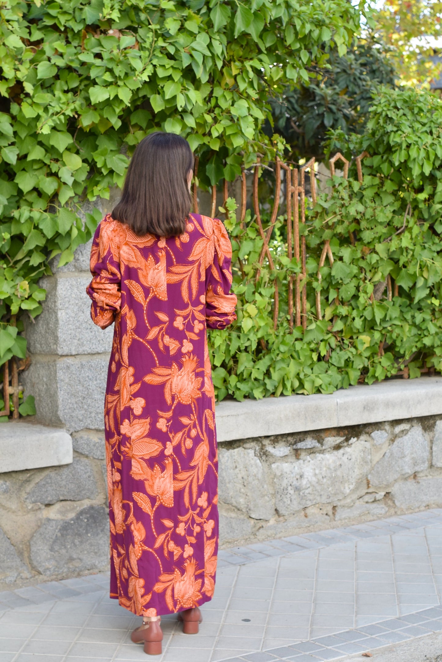 VESTIDO FABIOLA - MORADO Y NARANJA