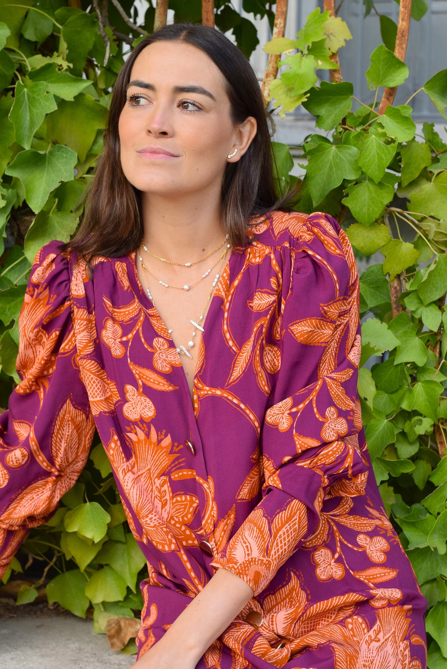 VESTIDO FABIOLA - MORADO Y NARANJA