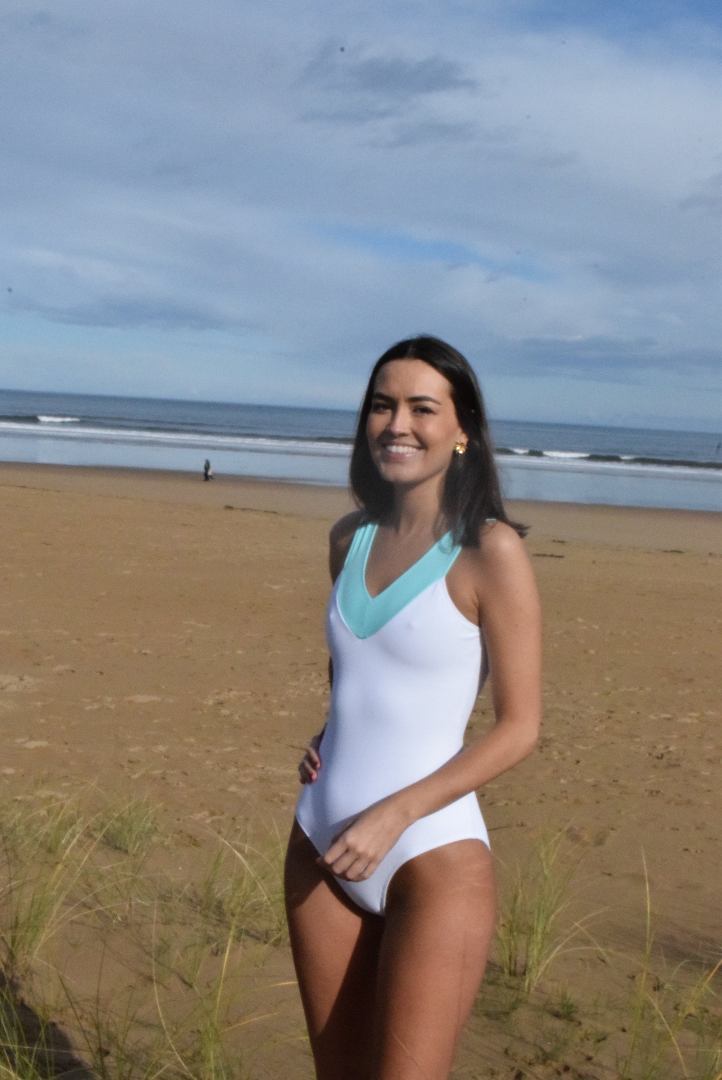 TRAJE DE BAÑO - VICTORIA - BLANCO CON AZUL