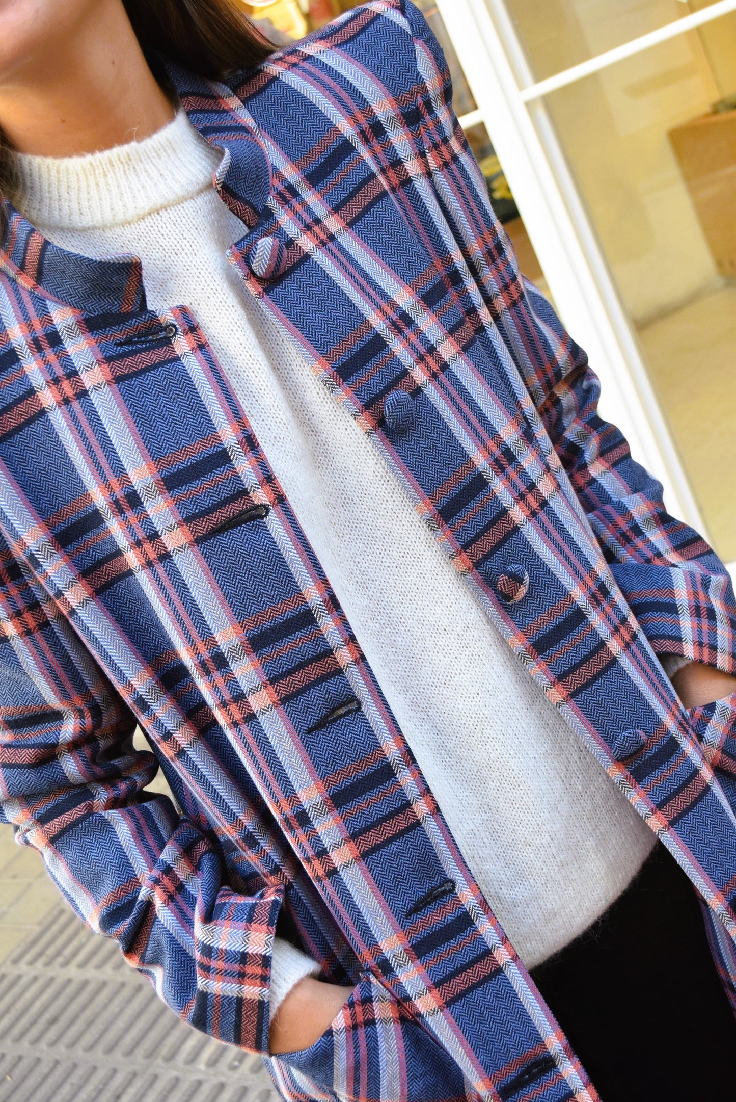 ABRIGO FILIPA - TARTAN AZUL -