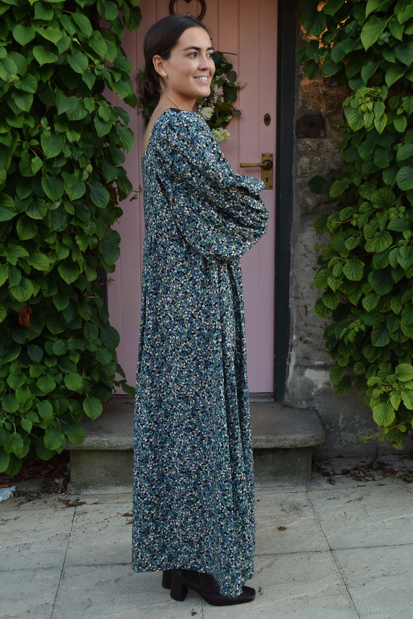 VESTIDO SIMONETA - FLORES AZUL -