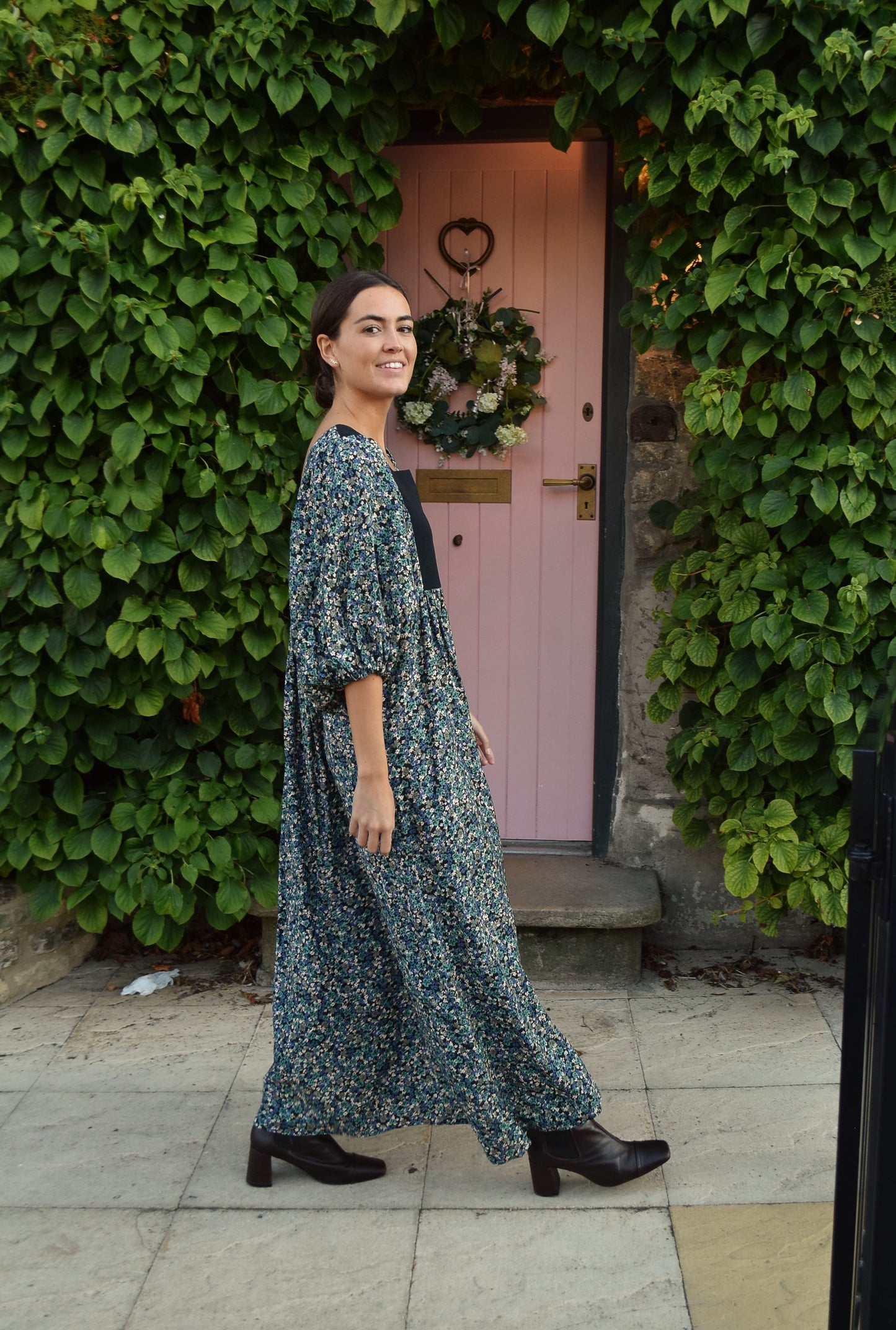 VESTIDO SIMONETA - FLORES AZUL -