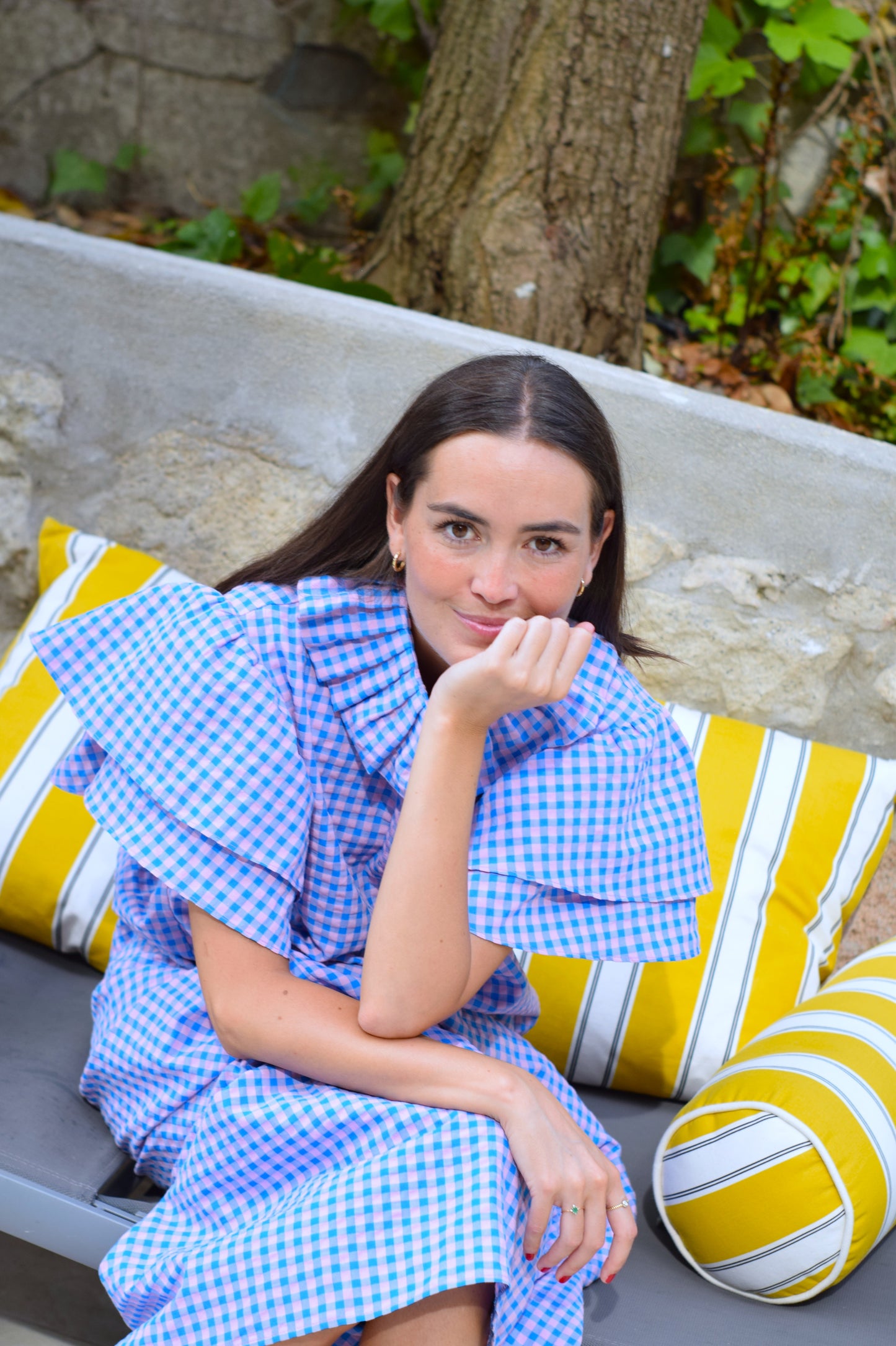 VESTIDO CATALINA - VICHY AZUL Y ROSA - PREORDER 10 JULIO