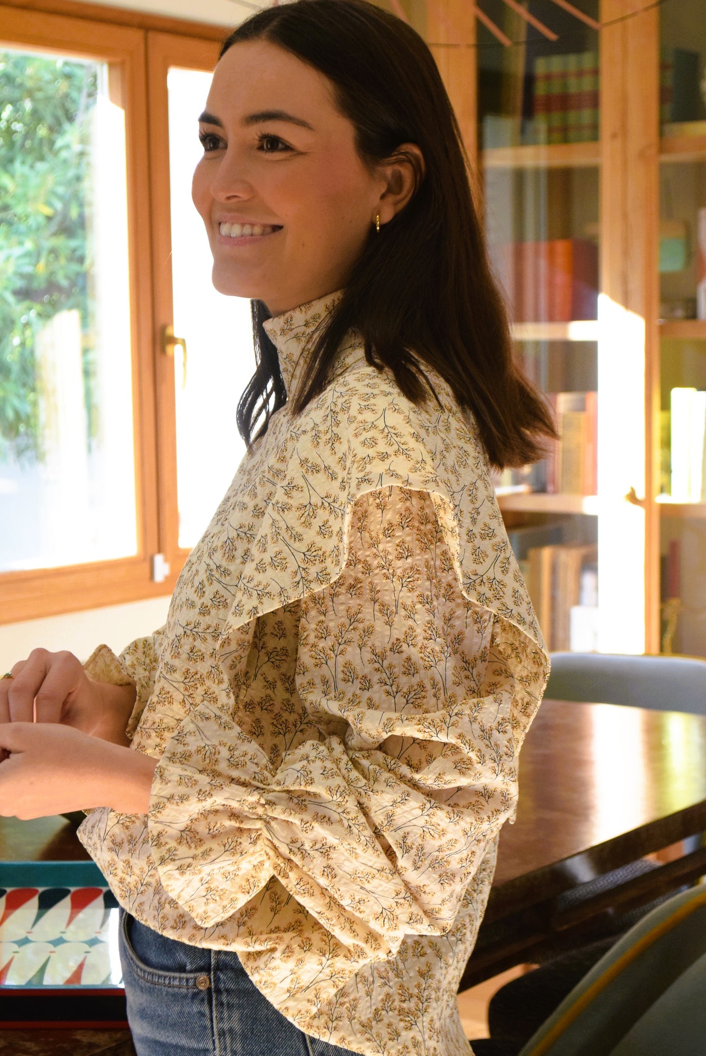 BLUSA FLAVIA - FLORES MOSTAZA -