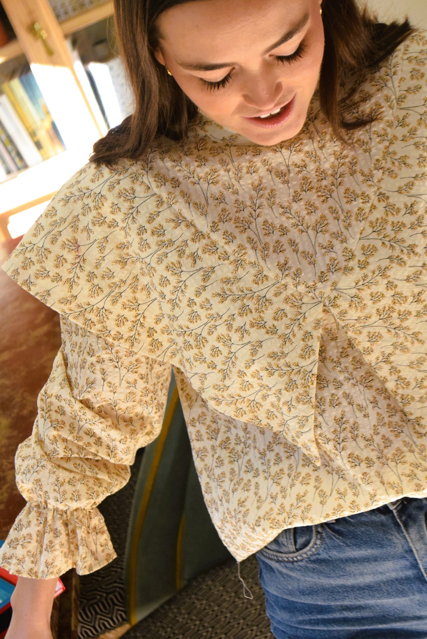 BLUSA FLAVIA - FLORES MOSTAZA -