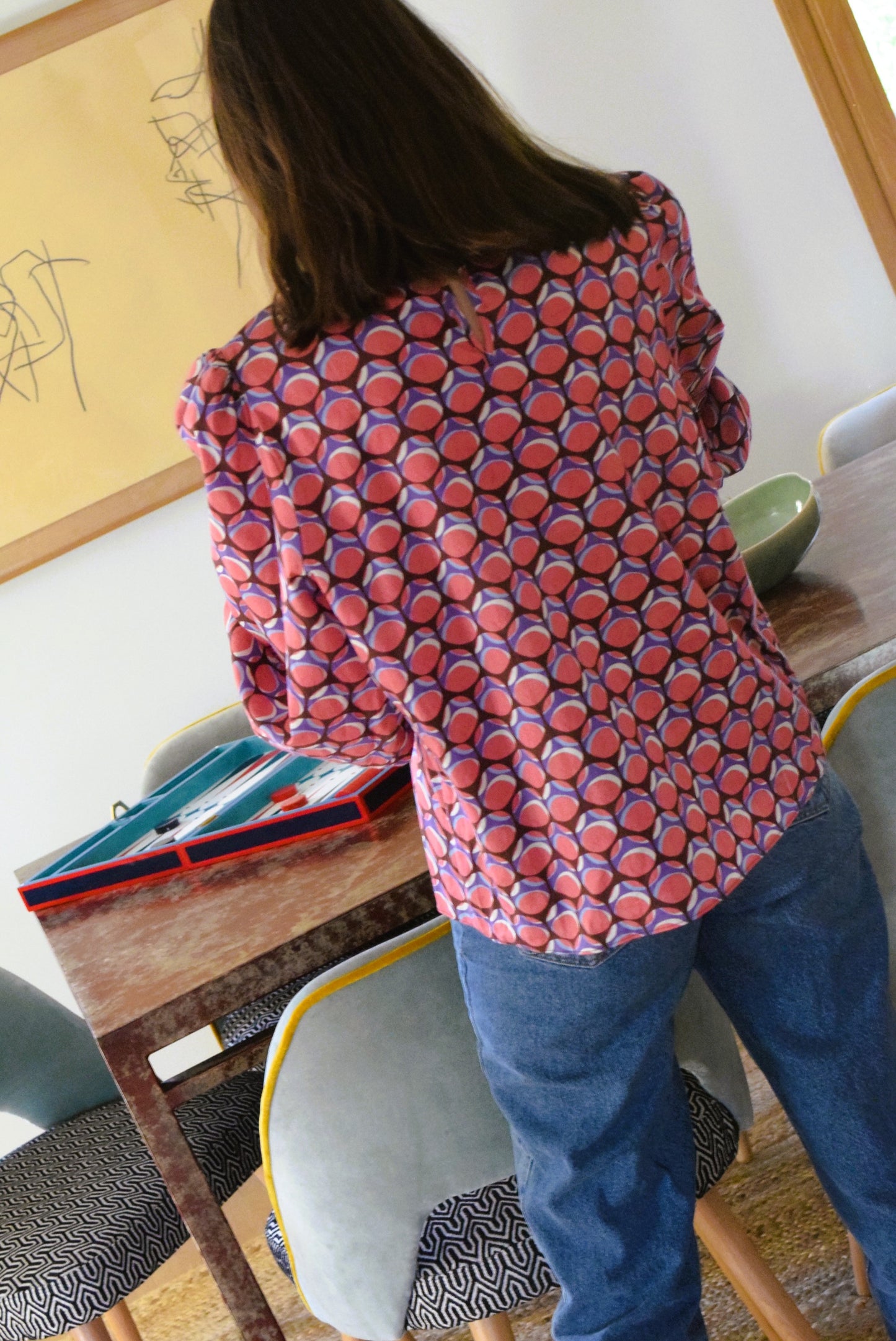 BLUSA BRUNA - AZUL Y ROSA -