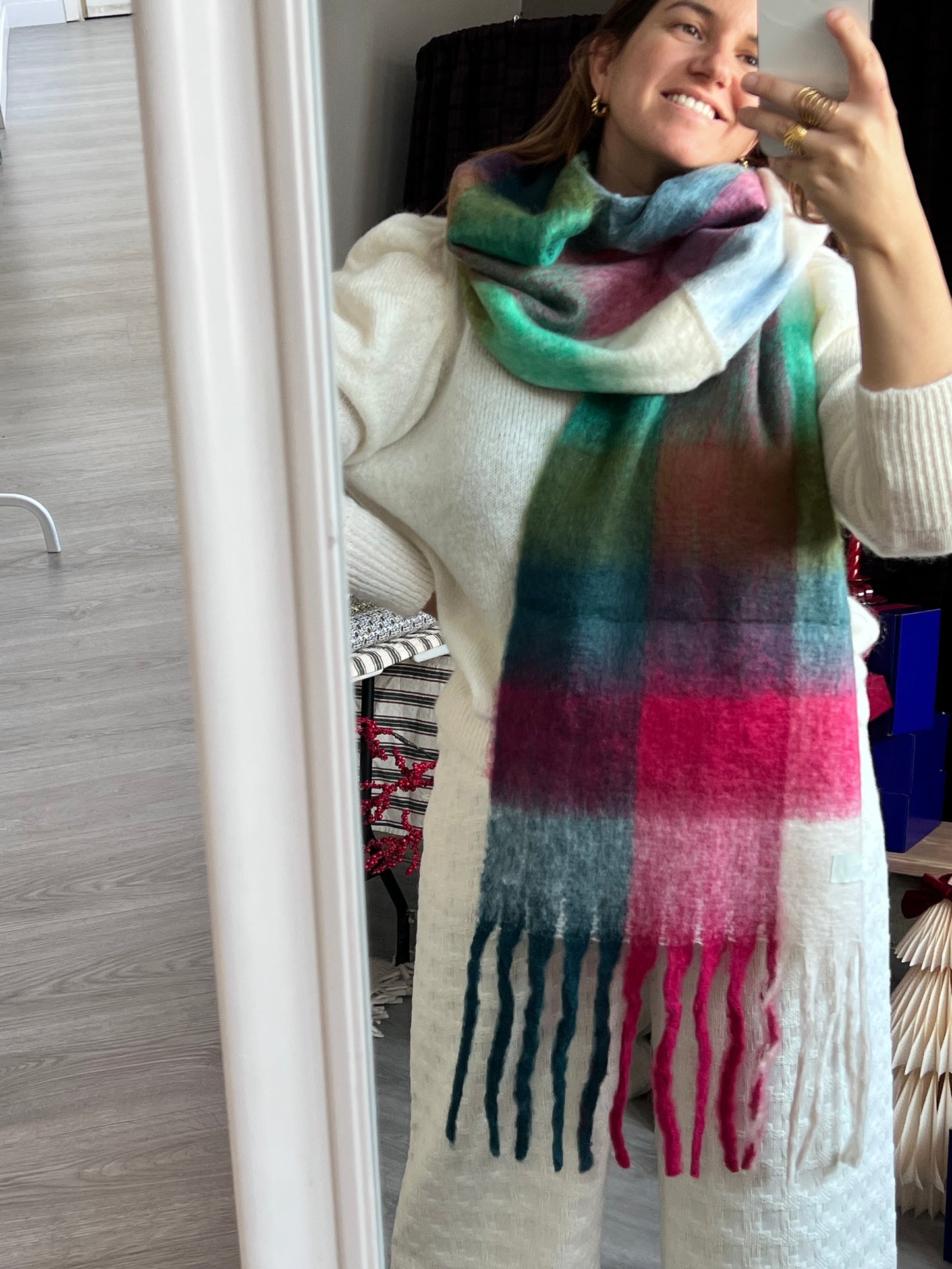 BUFANDA LANA CUADROS MARINO - SE PUEDE PERSONALIZAR