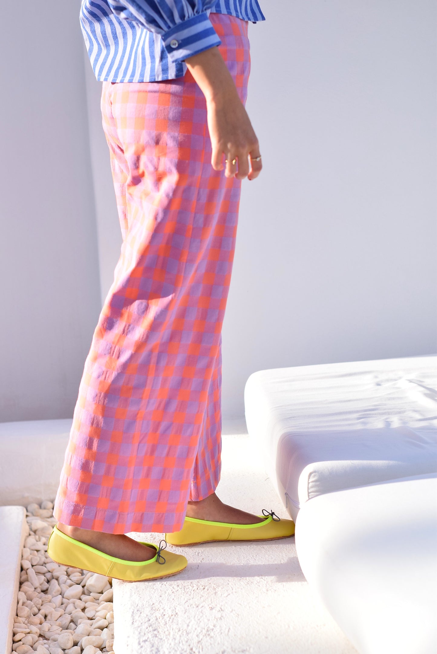 PANTALONES SOL - VICHY NARANJA Y MALVA -